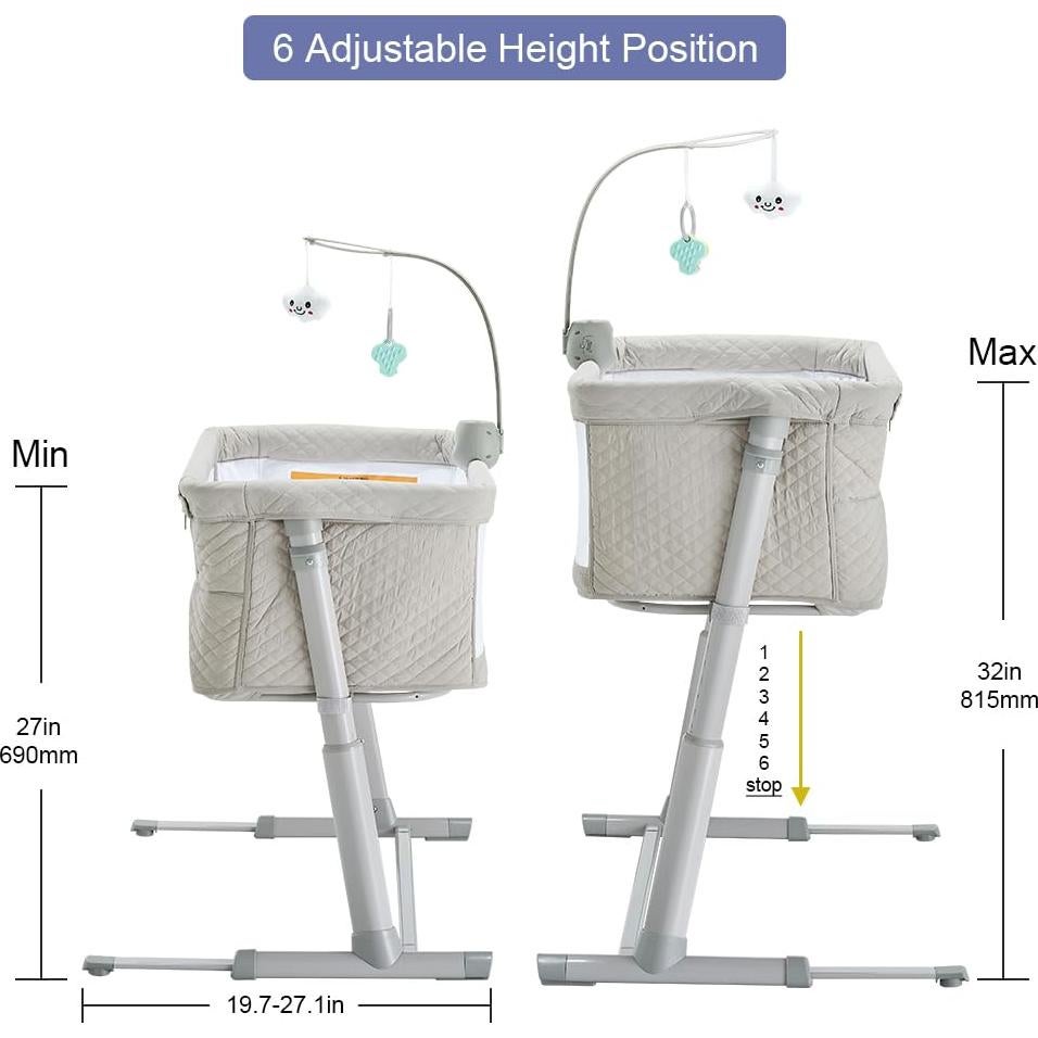 Cuna Lateral RONBEI Ajustable Portátil para Bebés 65x50cm