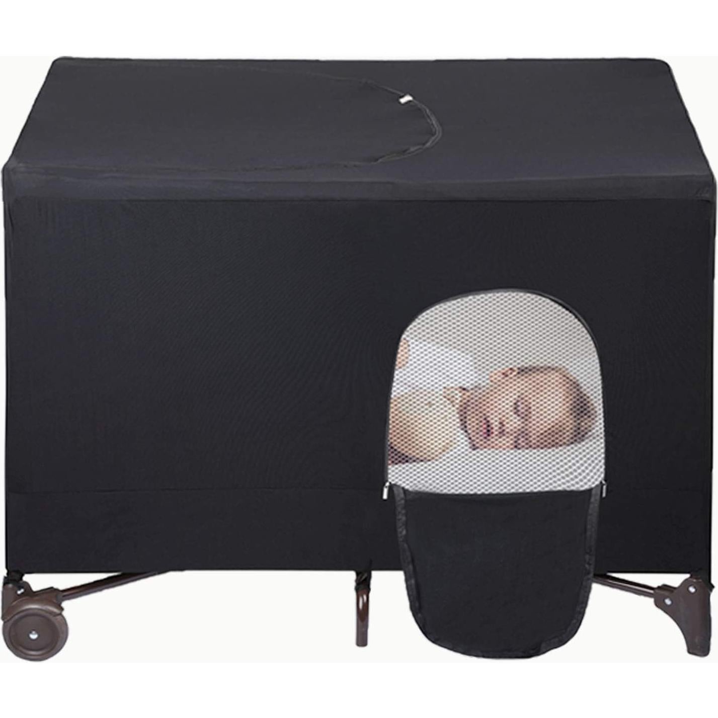 Cubierta de Oscurecimiento LLYWCM para Cuna de Viaje - Negra