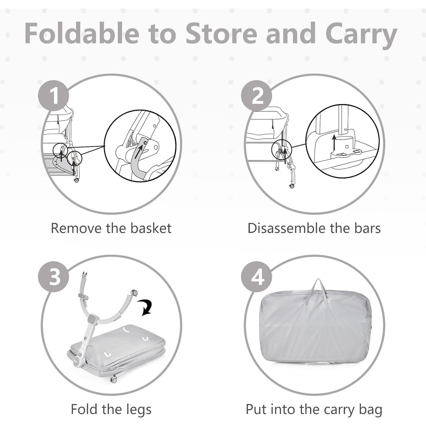 Cuna 3 en 1 INFANS para Bebés Plegable y Ajustable Gris