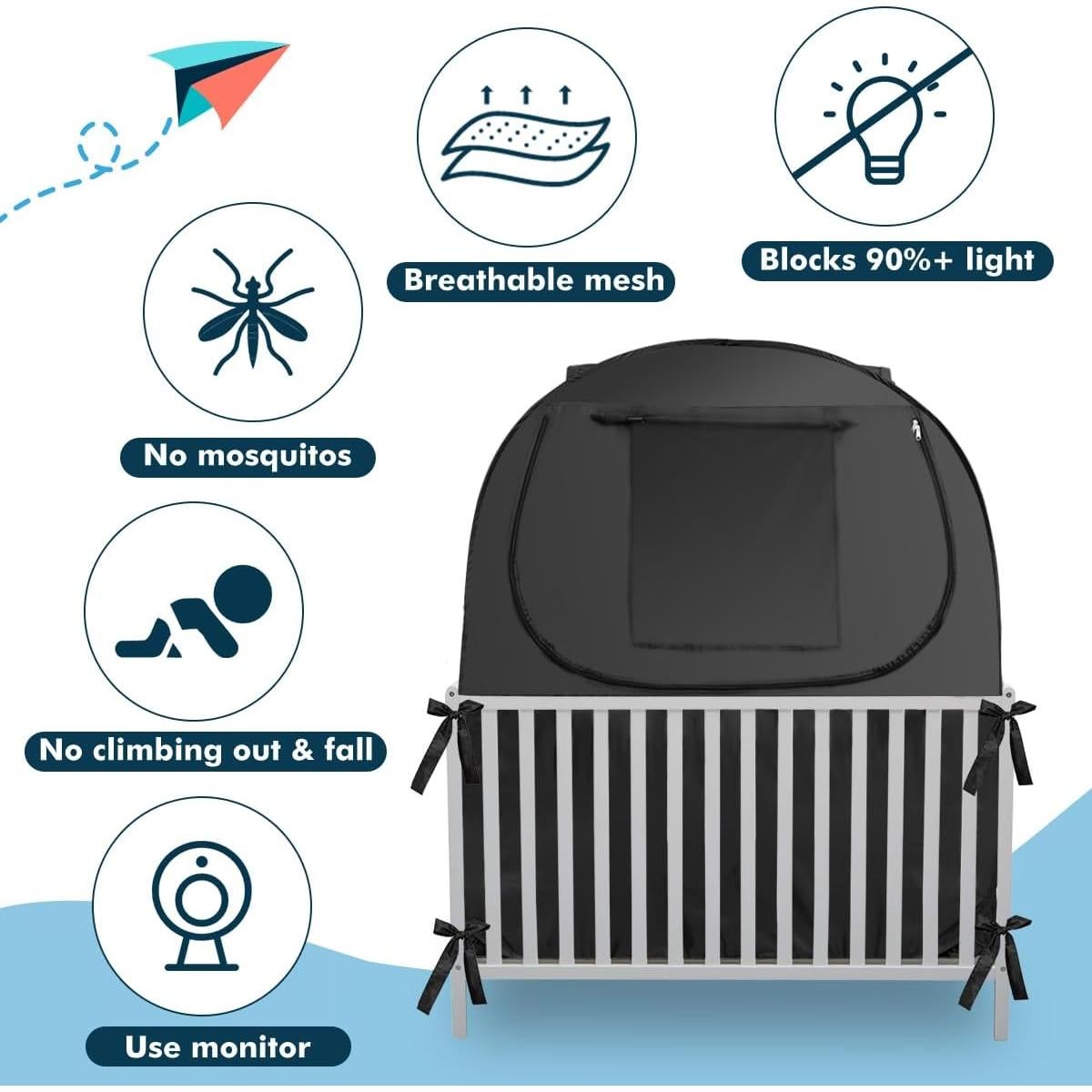 Cubierta de Oscurecimiento para Cuna L RUNNZER 1.4x0.7m Negra