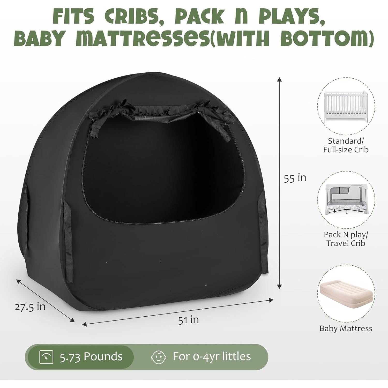 Funda de Oscurecimiento BORNA para Cuna y Pack N Play 129.5x69.8cm