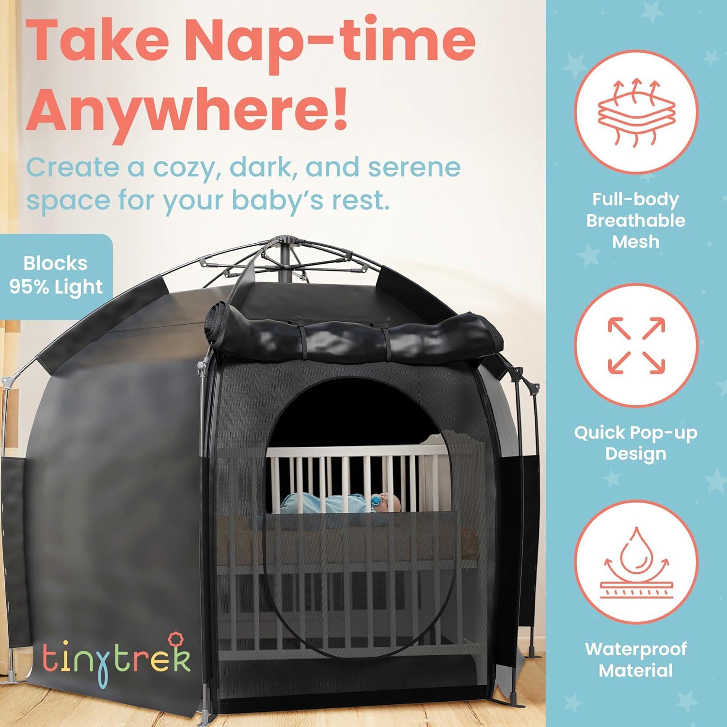 Tienda de Cuna Portátil Tiny Trek - Cubierta Blackout para Bebés