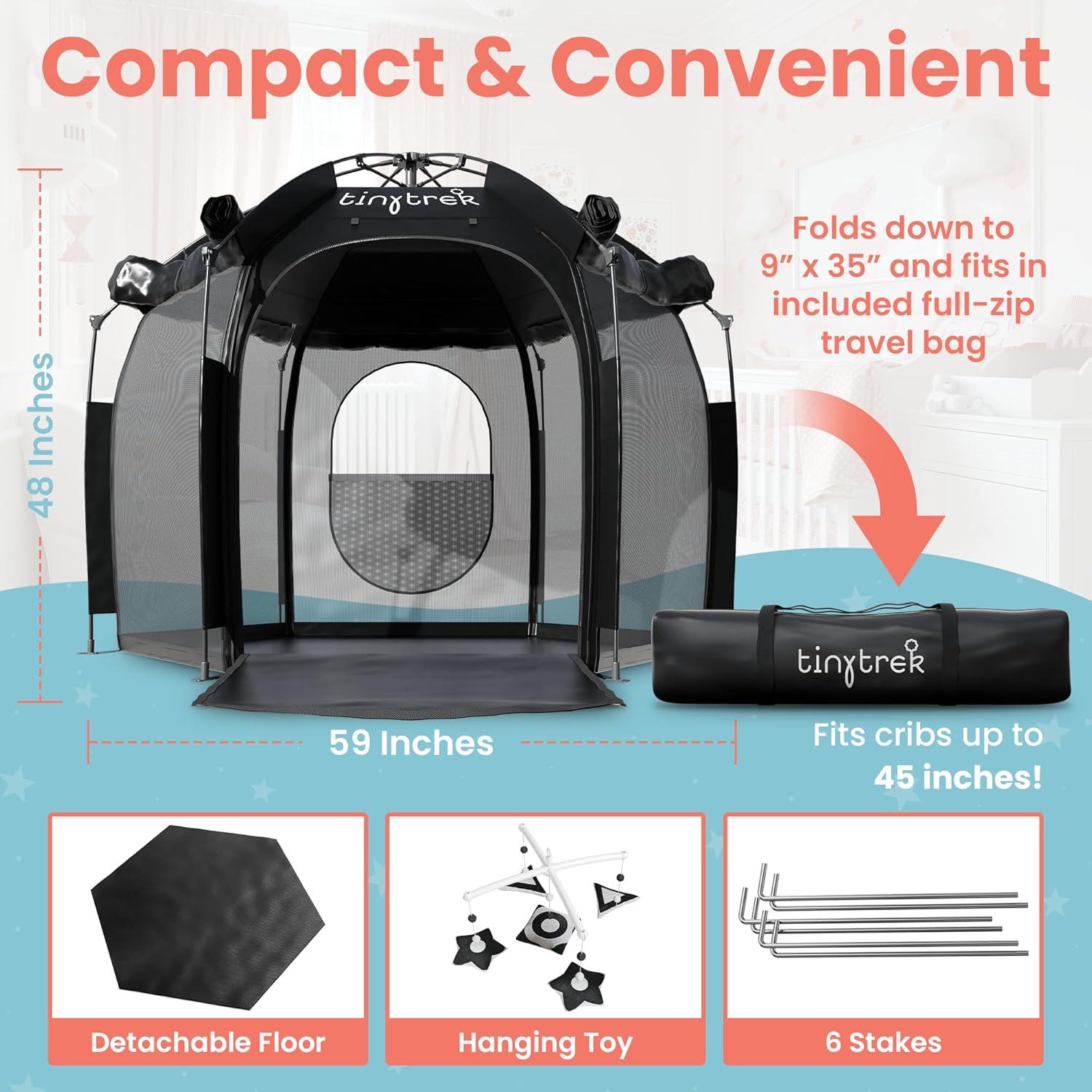Tienda de Cuna Portátil Tiny Trek - Cubierta Blackout para Bebés