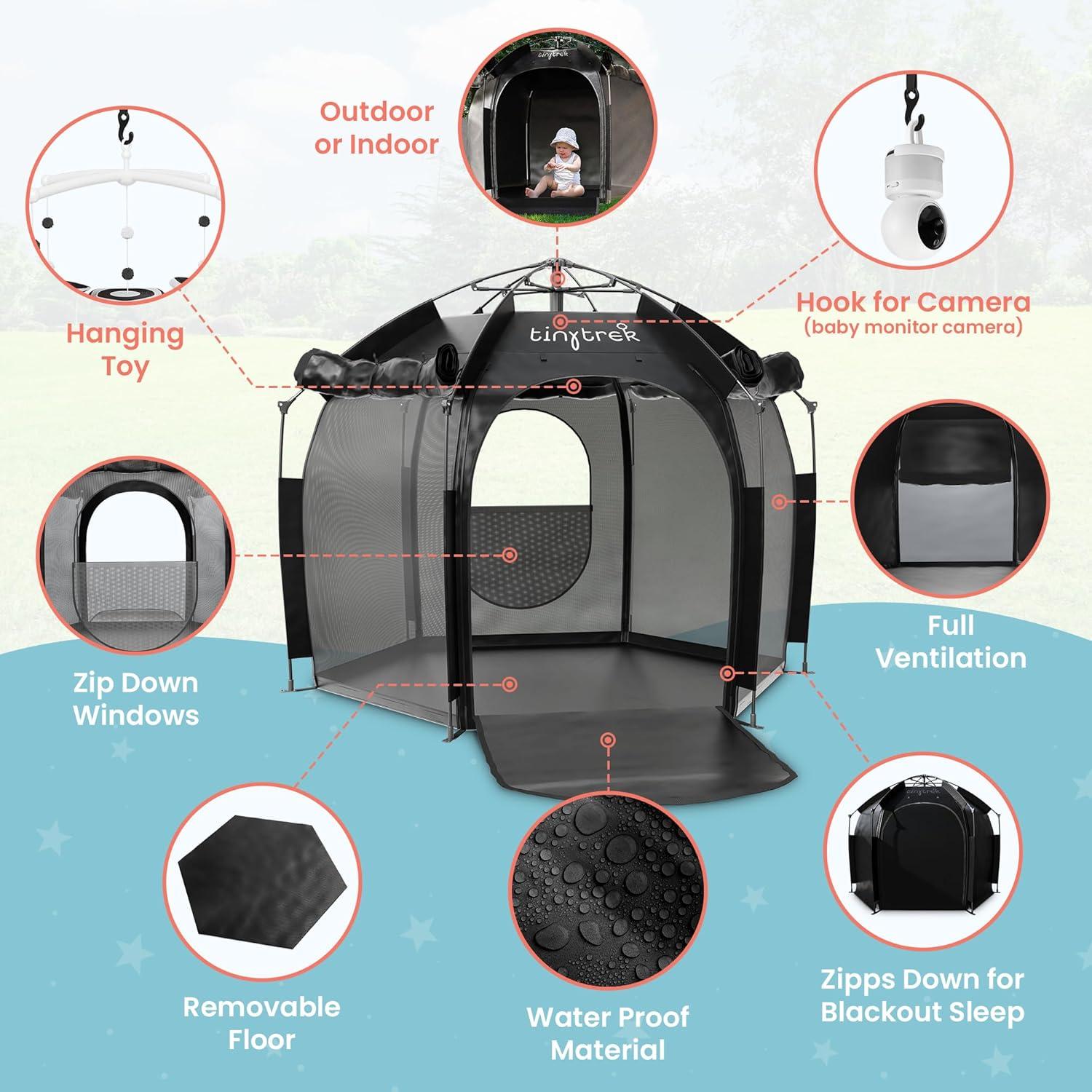 Tienda de Cuna Portátil Tiny Trek - Cubierta Blackout para Bebés