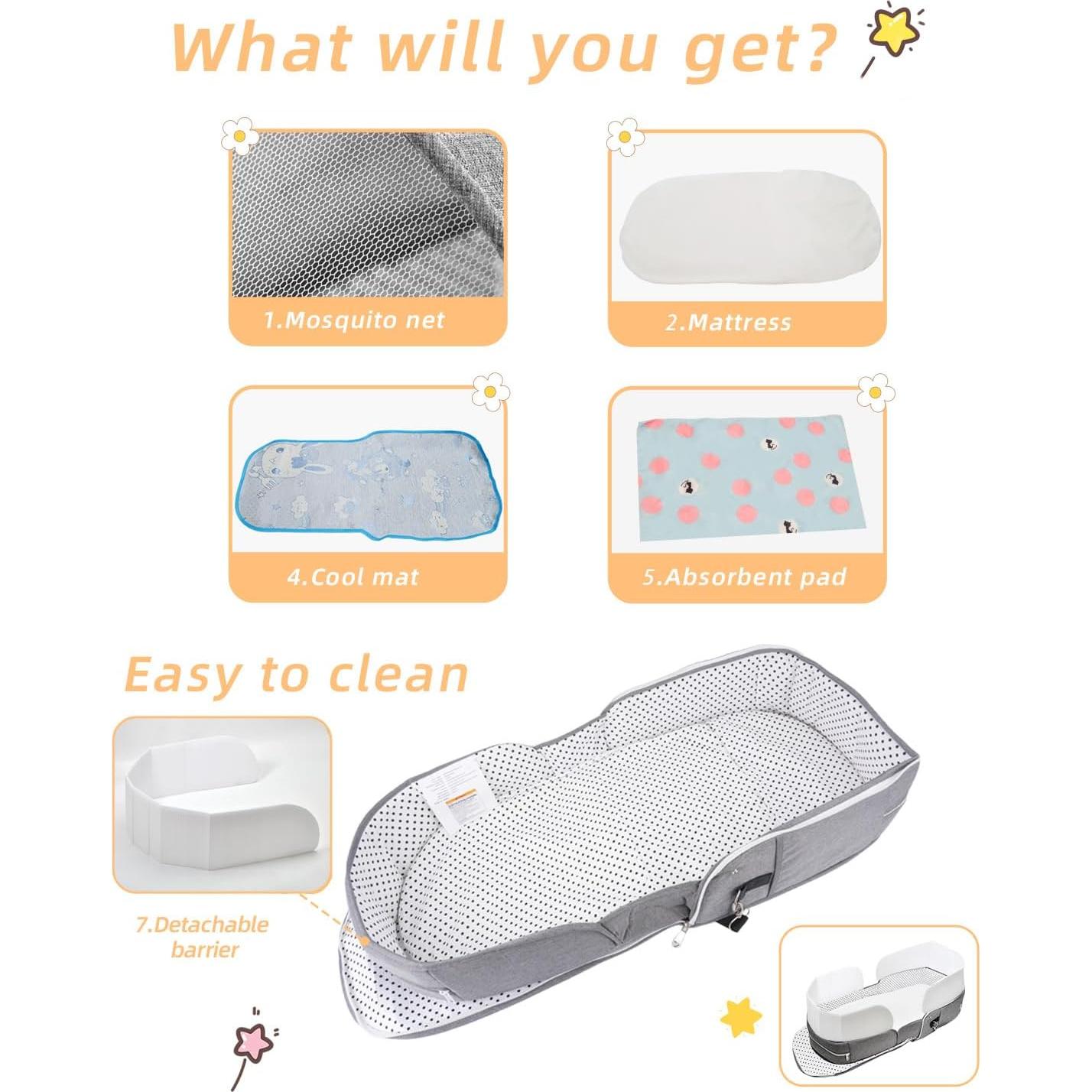 Cuna de Viaje Plegable Hishe para Bebés con Mosquitera