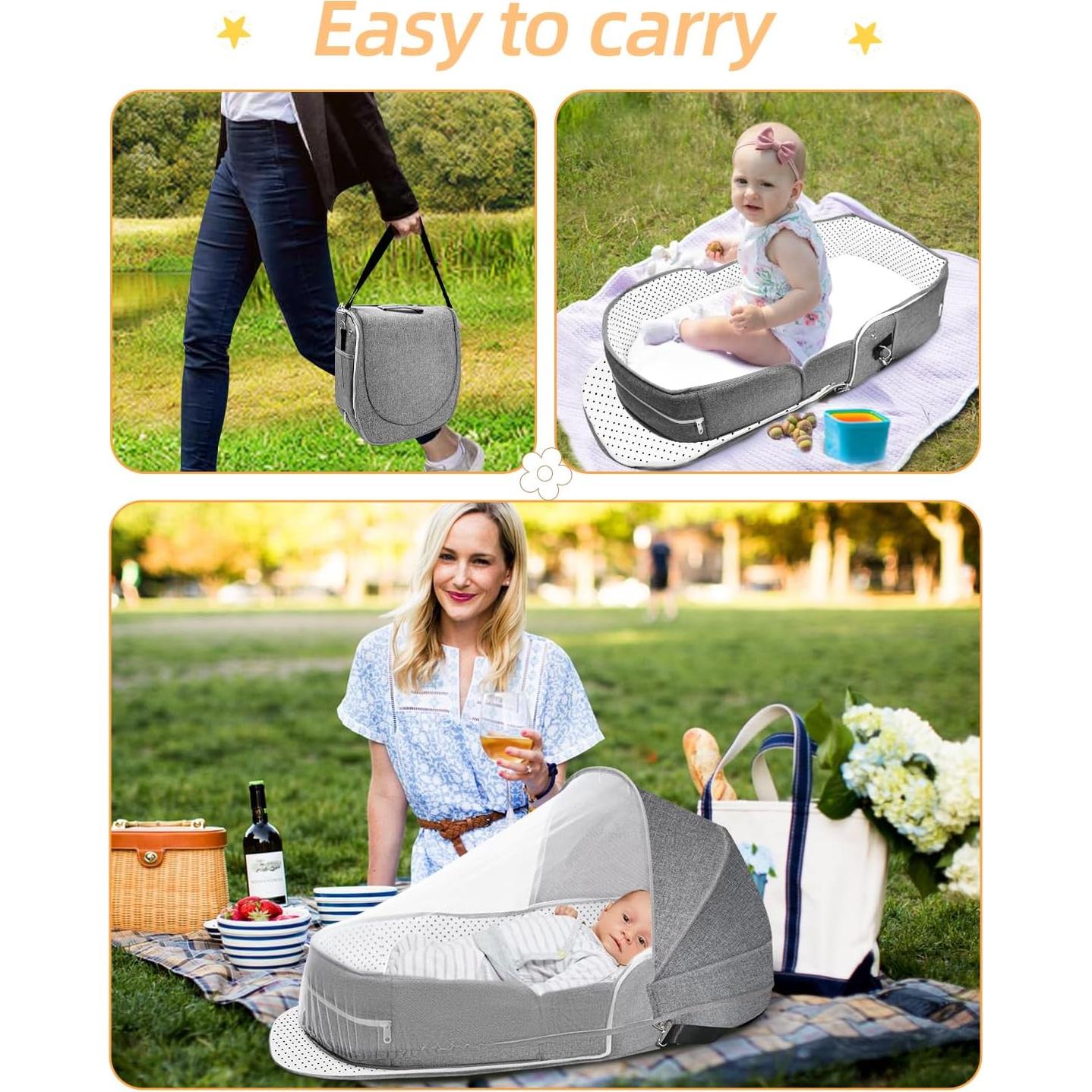 Cuna de Viaje Plegable Hishe para Bebés con Mosquitera