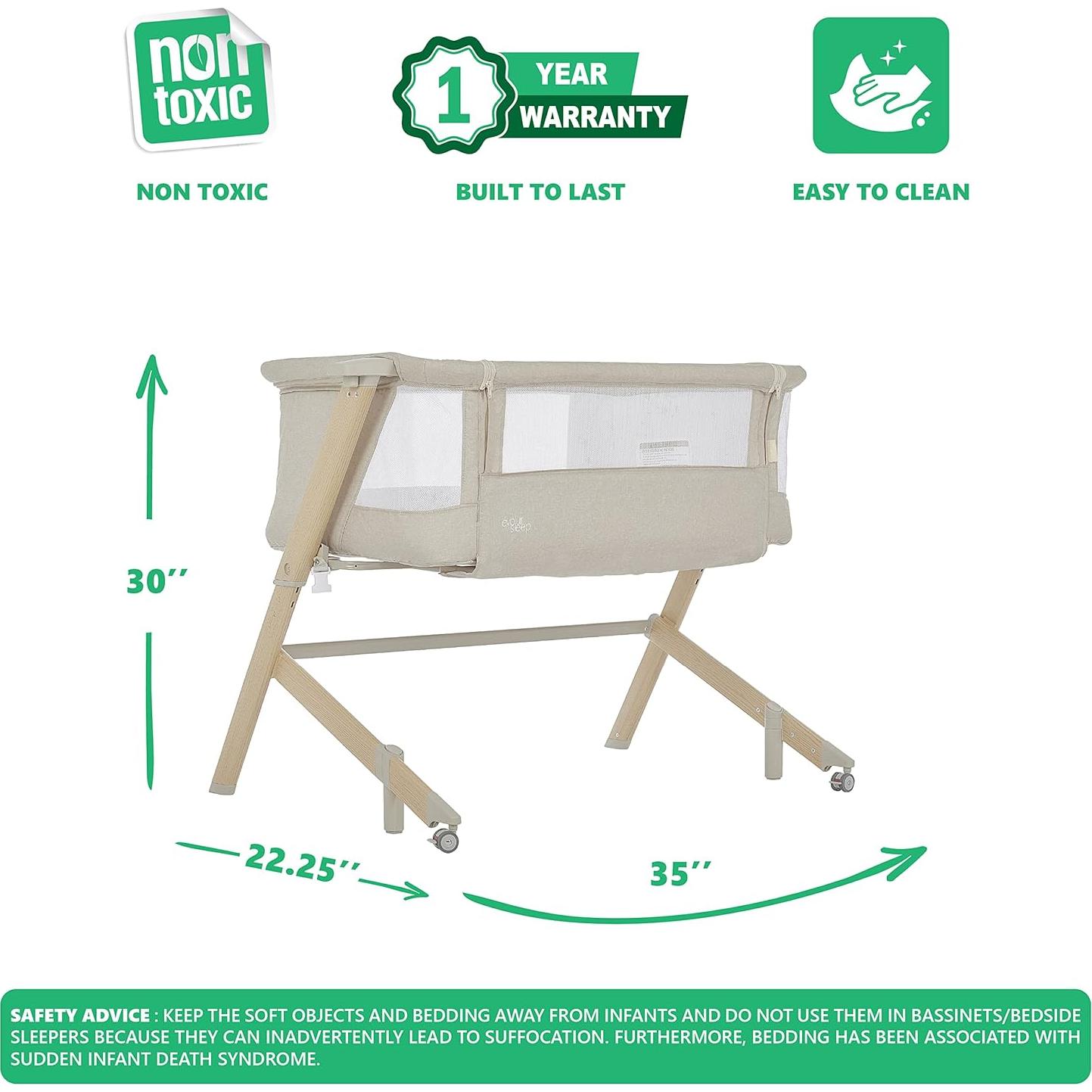 Cuna Evolur Stellar Lateral Beige Ajustable 11.34 kg