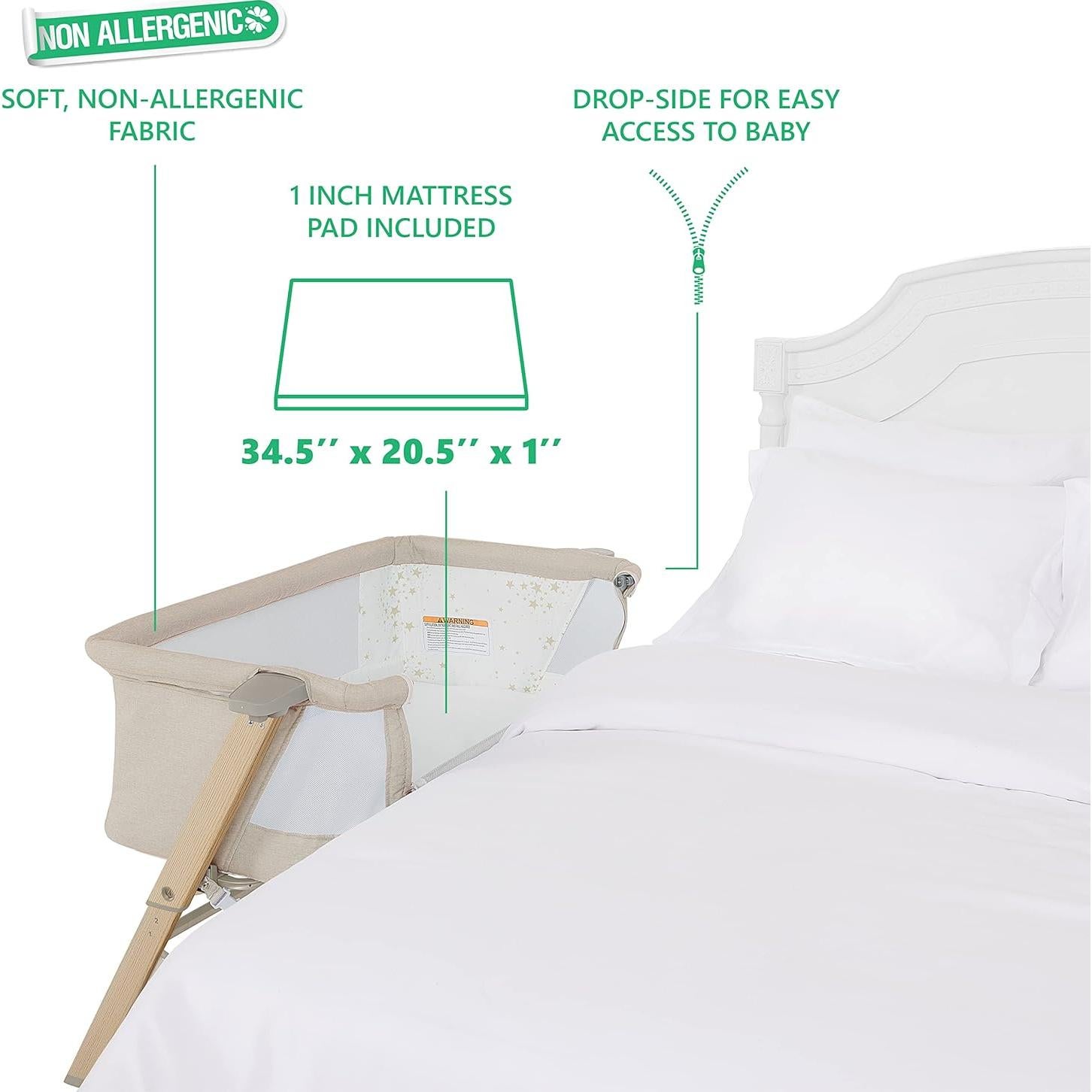 Cuna Evolur Stellar Lateral Beige Ajustable 11.34 kg