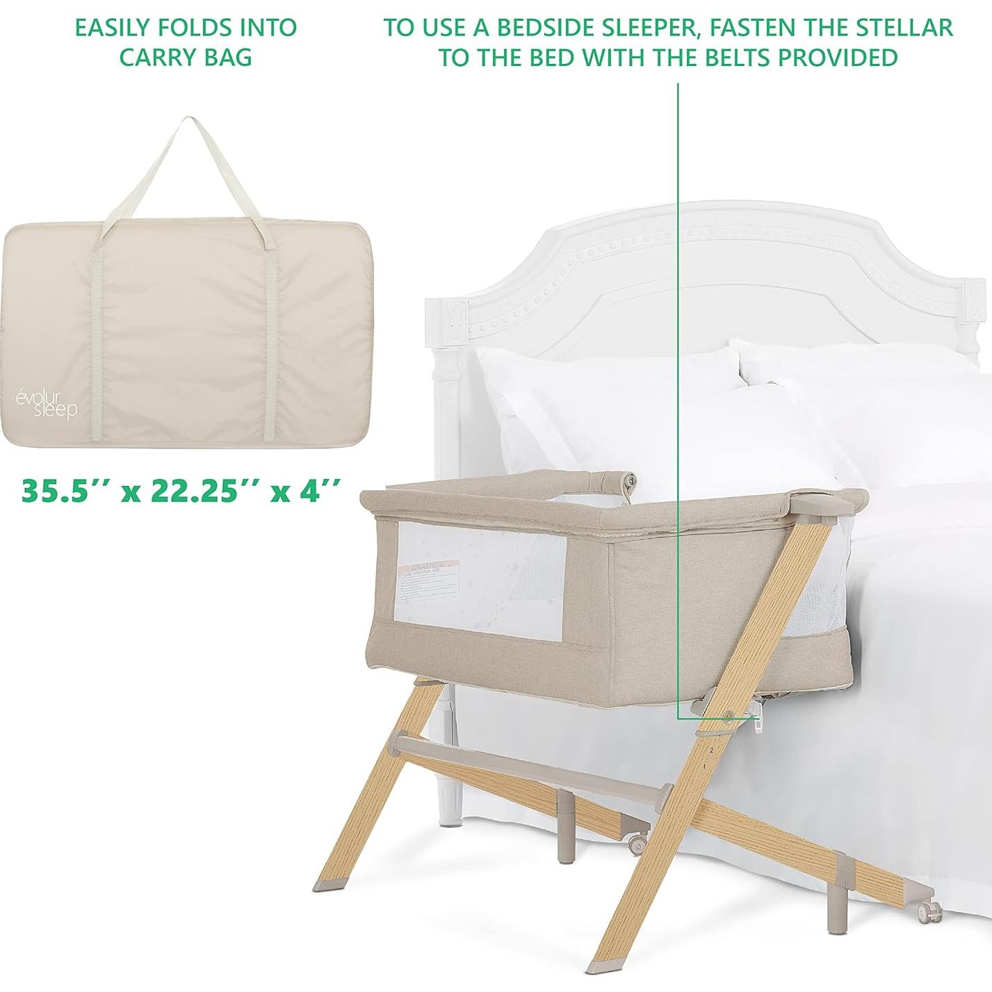 Cuna Evolur Stellar Lateral Beige Ajustable 11.34 kg