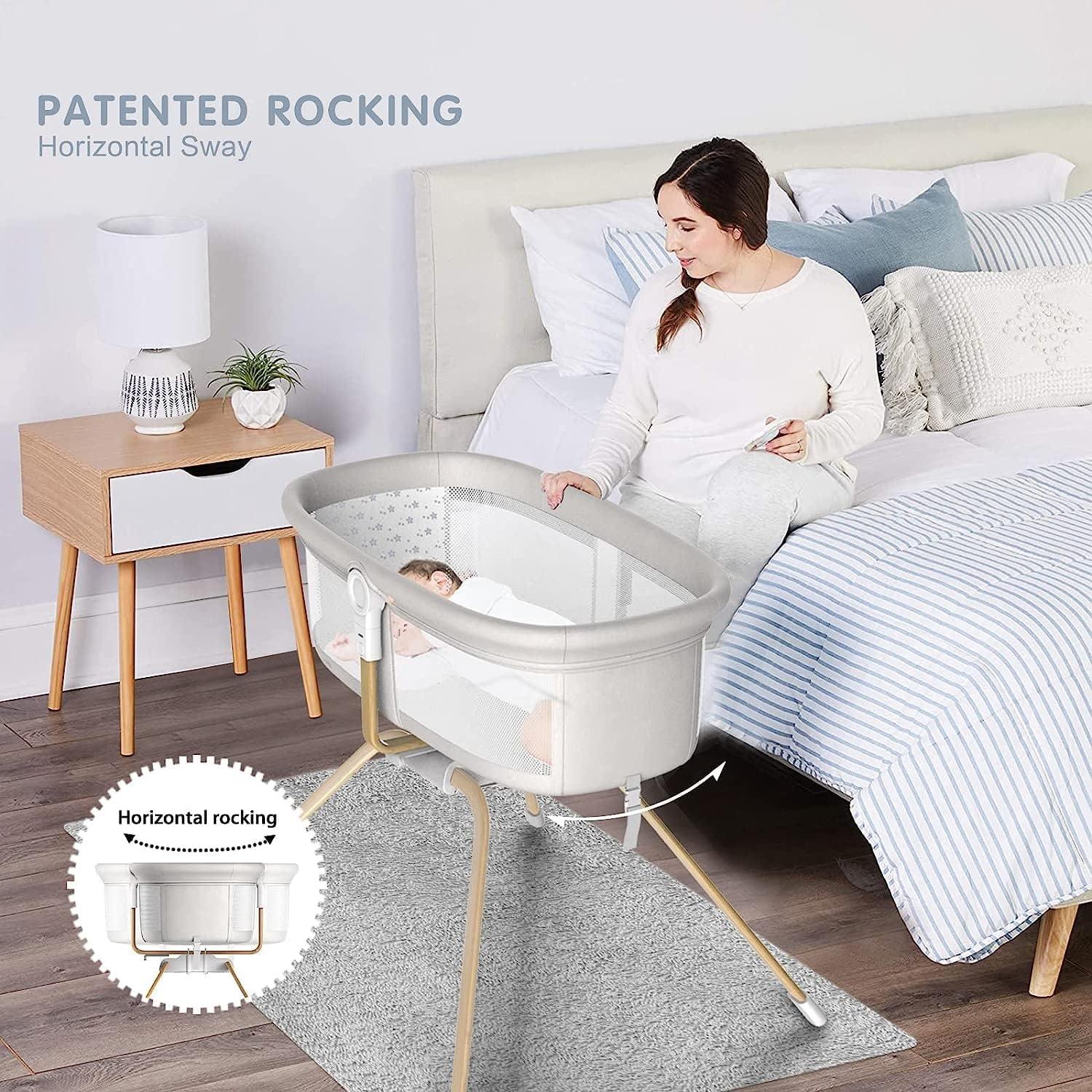 Cuna mecedora portátil ANGELBLISS 3 en 1 - Blanco