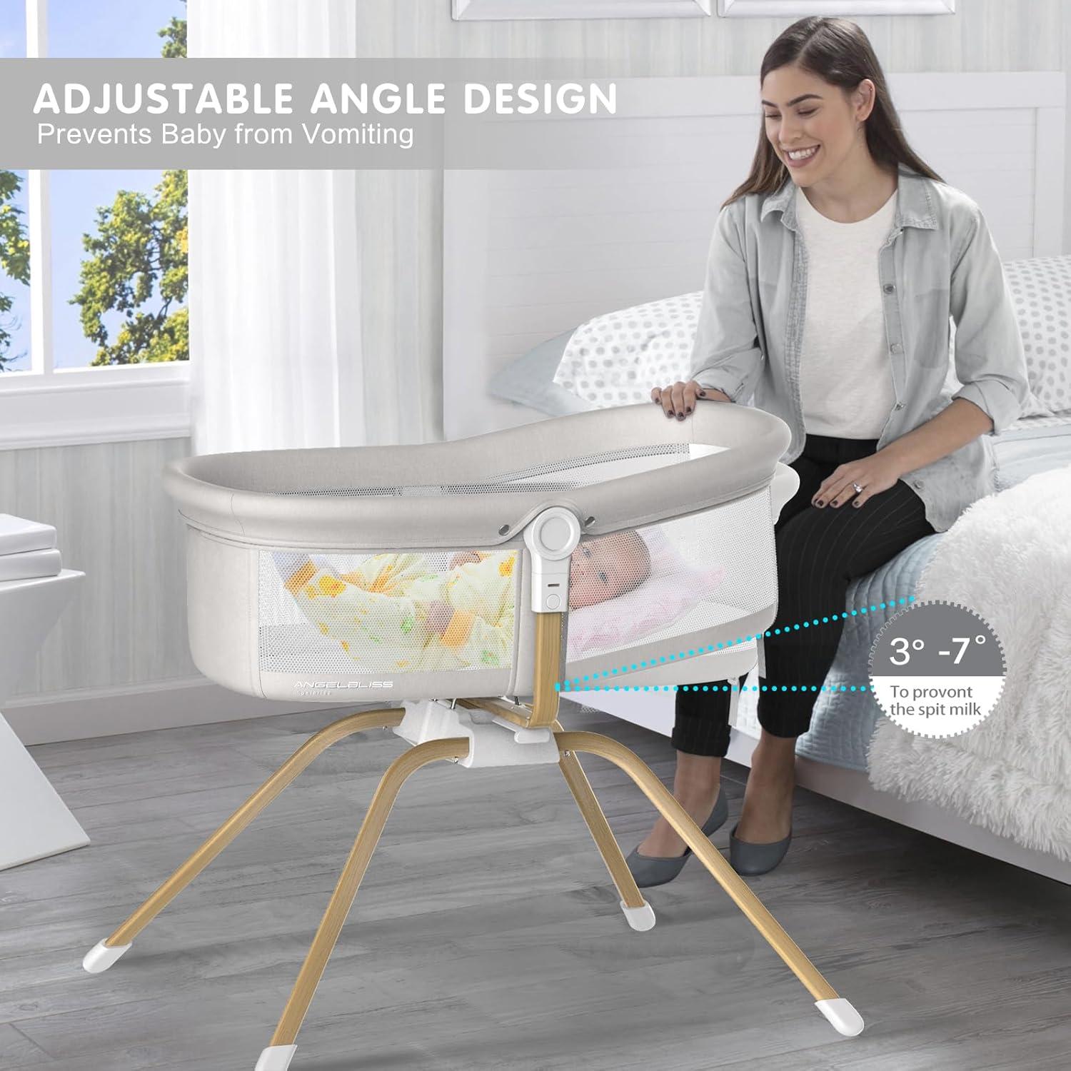 Cuna mecedora portátil ANGELBLISS 3 en 1 - Blanco