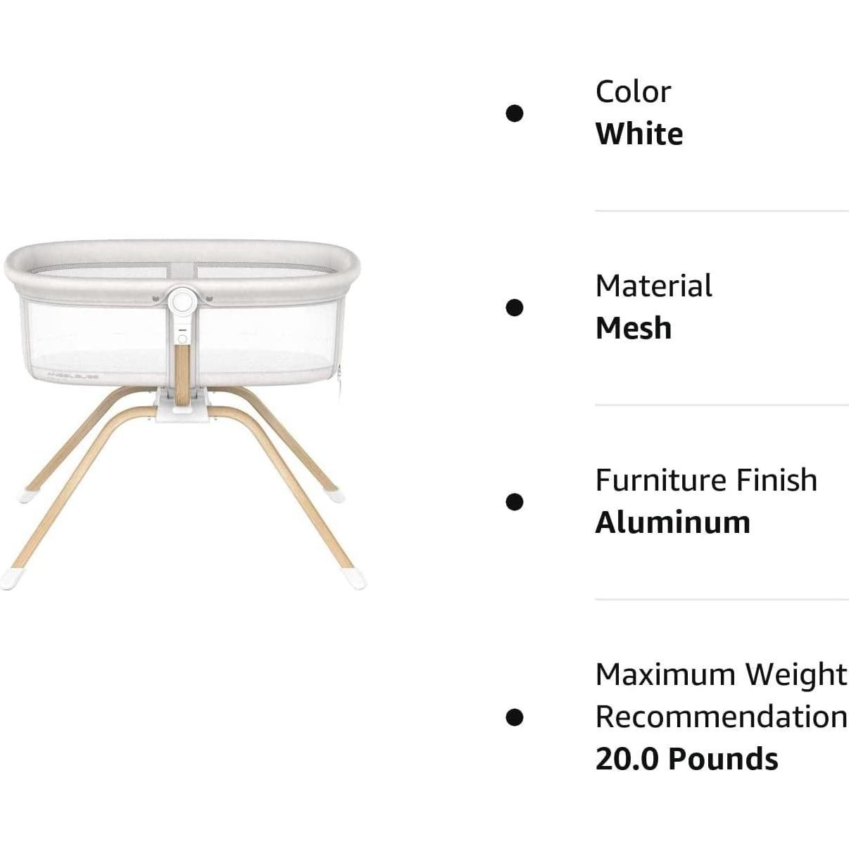 Cuna mecedora portátil ANGELBLISS 3 en 1 - Blanco