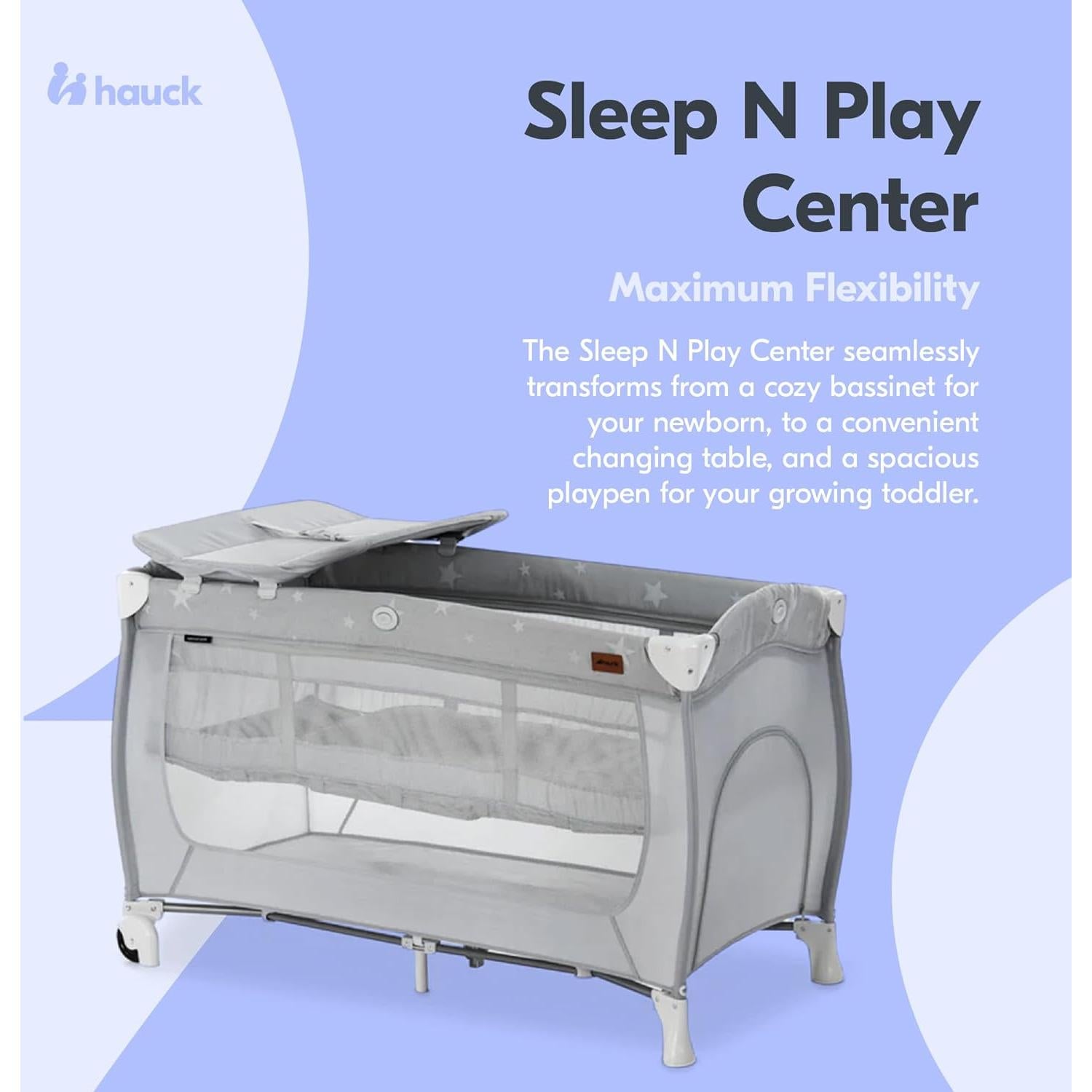 Cuna de Viaje Portátil Hauck Sleep N Play Estrellas Grises