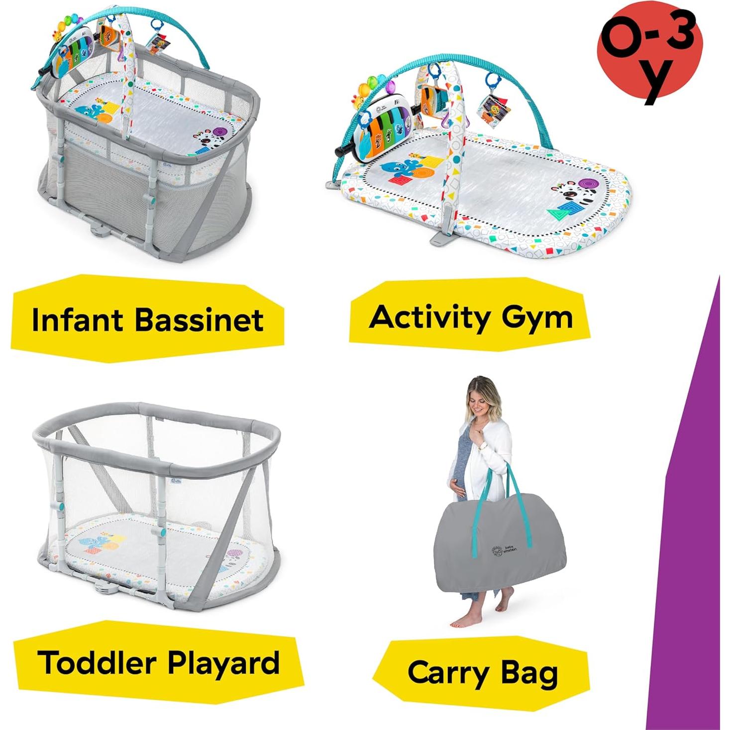 Cuna Plegable 3-en-1 Baby Einstein Kick & Snooze con Piano