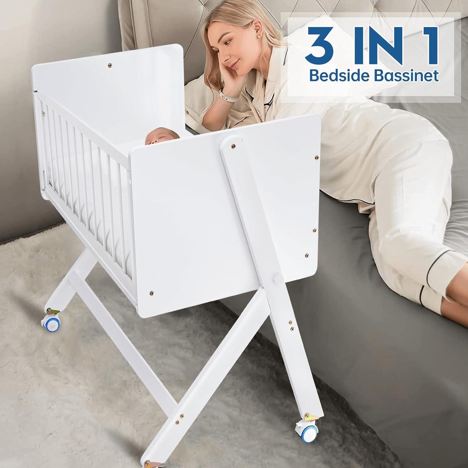 Cuna Lateral Plegable Flwrgirl de Madera para Bebés 4 en 1