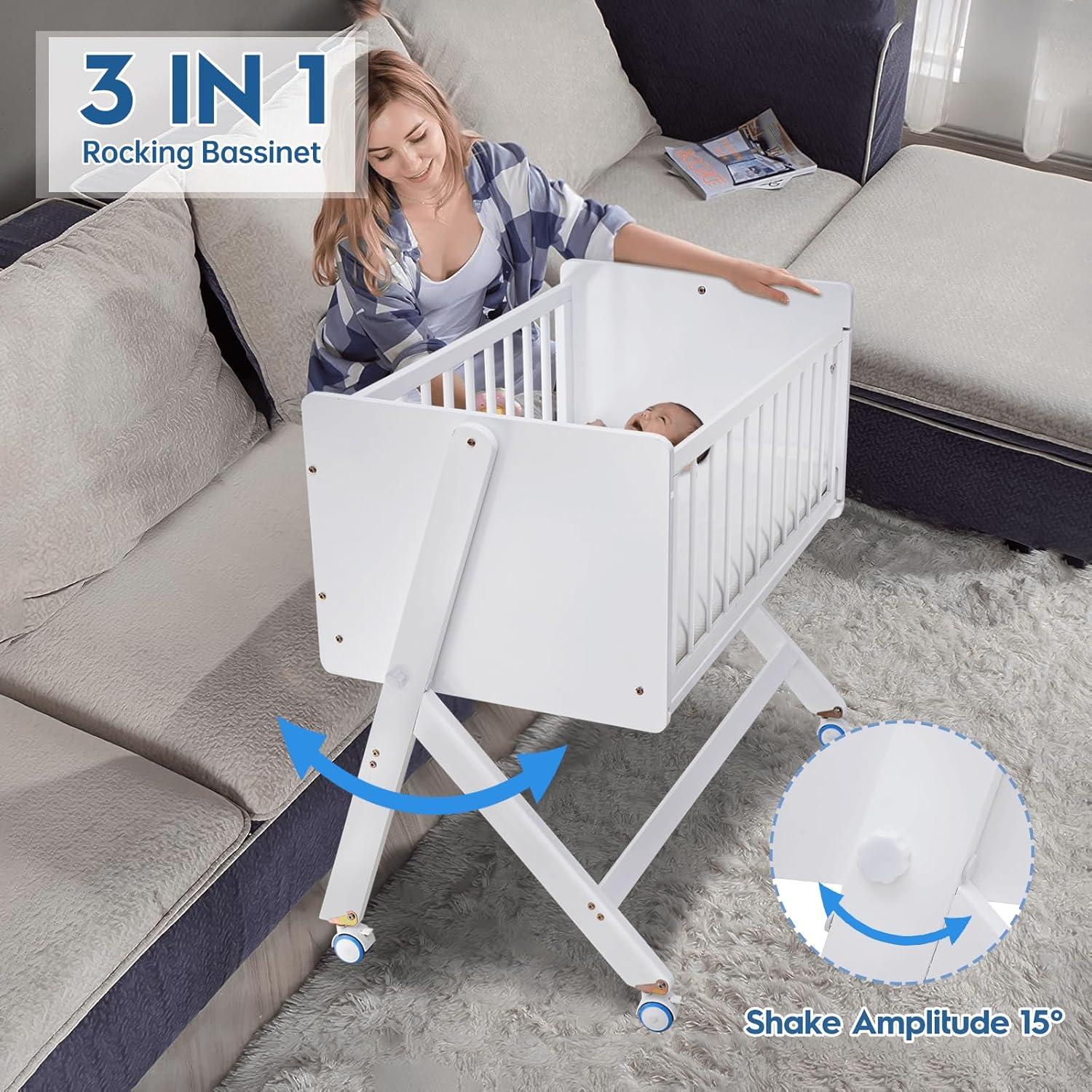 Cuna Lateral Plegable Flwrgirl de Madera para Bebés 4 en 1