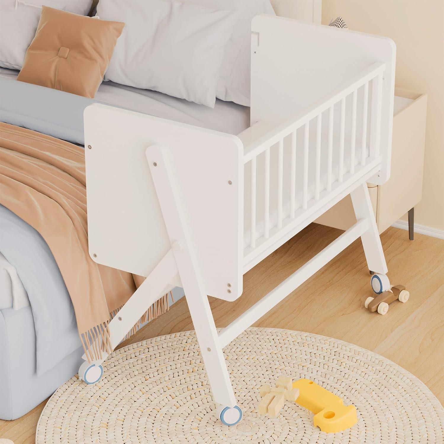 Cuna Lateral Plegable Flwrgirl de Madera para Bebés 4 en 1
