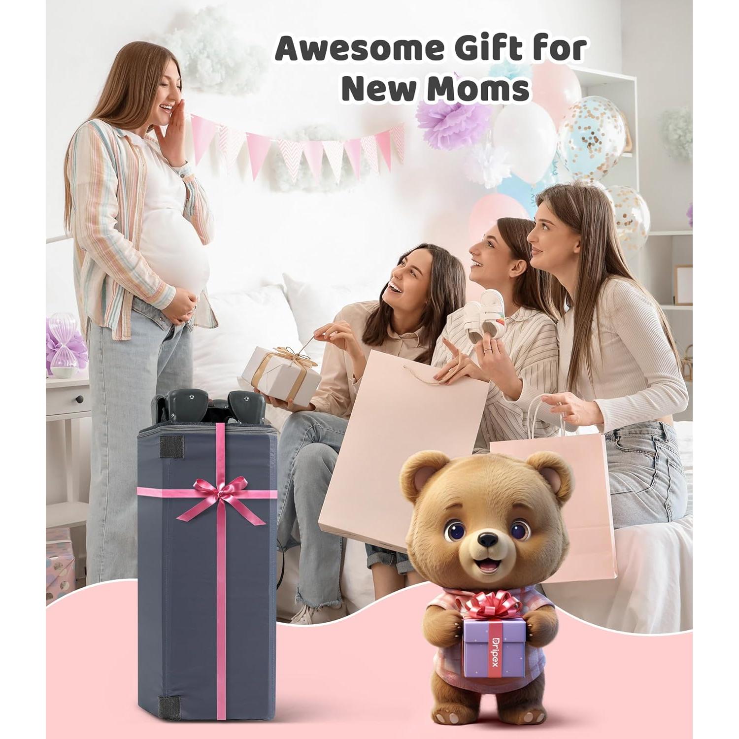 Dripex 5 in 1 Pack n Play with Bassinet, 2-Level Height Bedside Crib, Storage Pocket & Breathable Mesh - Foldable Portable Baby Playard for Newborn to Toddlers (Travel/Home), Dark Grey