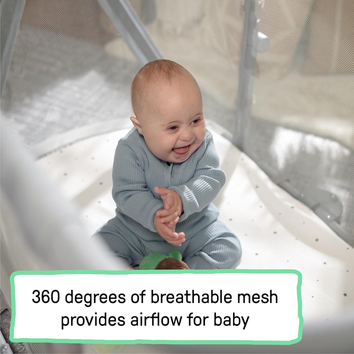 Cuna Portátil 3-en-1 Ingenuity Gris con Sombra UPF 50+