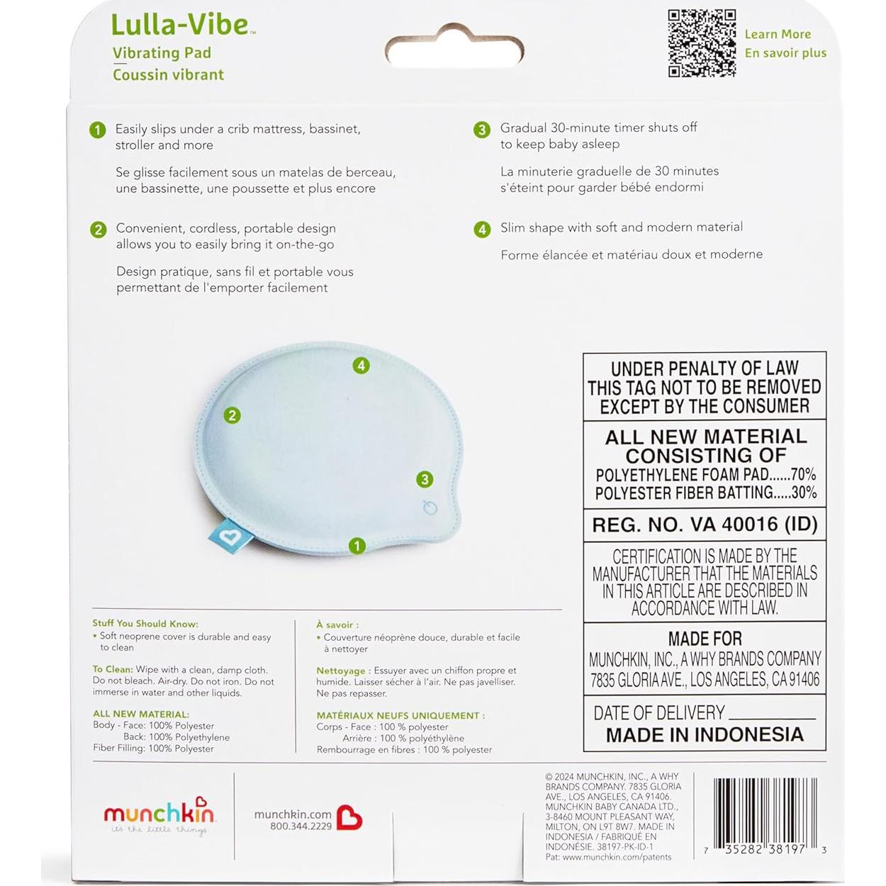Almohadilla Vibrante Munchkin Lulla-Vibe para Bebés - Azul Claro