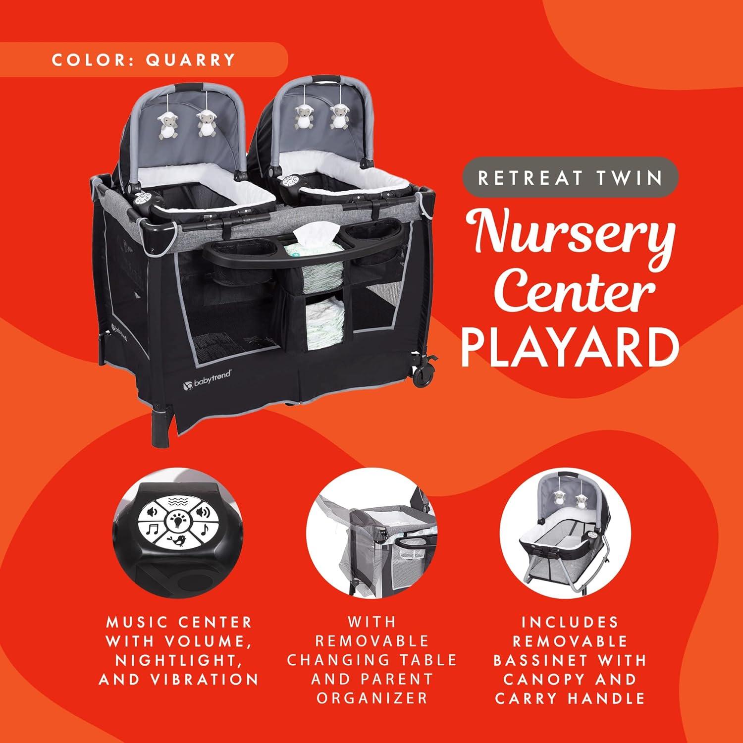 Centro de Guardería Baby Trend PY75C45B con 2 Cunas y Mesa de Cambio