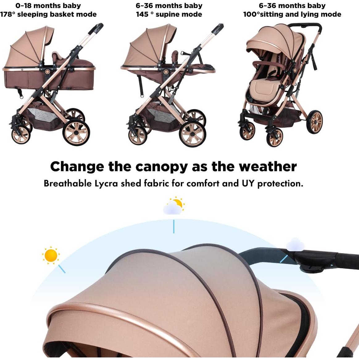 Cochecito para Bebé PEARLOVE HA321 Plegable con Capota Ajustable