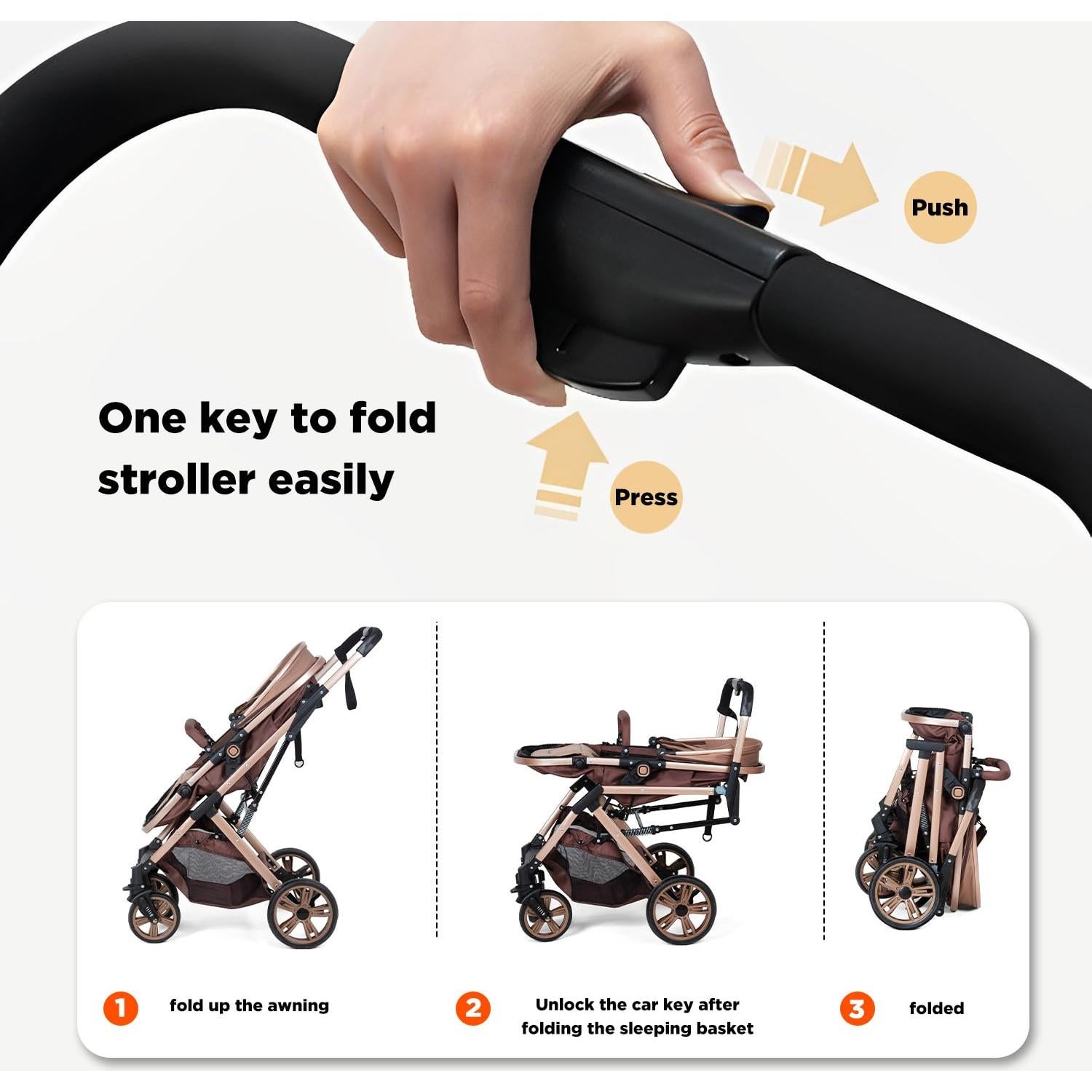 Cochecito para Bebé PEARLOVE HA321 Plegable con Capota Ajustable