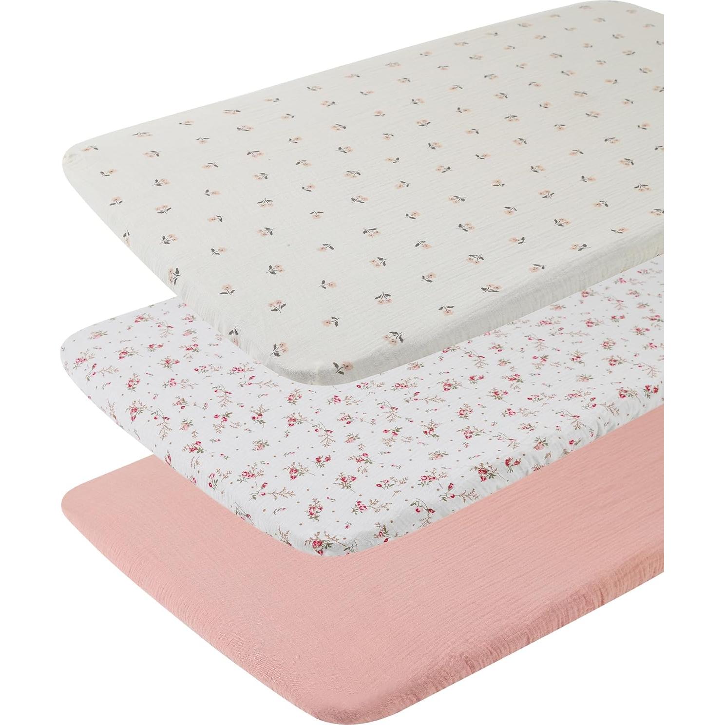 Sábanas de Muselina Onacosht para Cuna 3 Piezas 100% Algodón