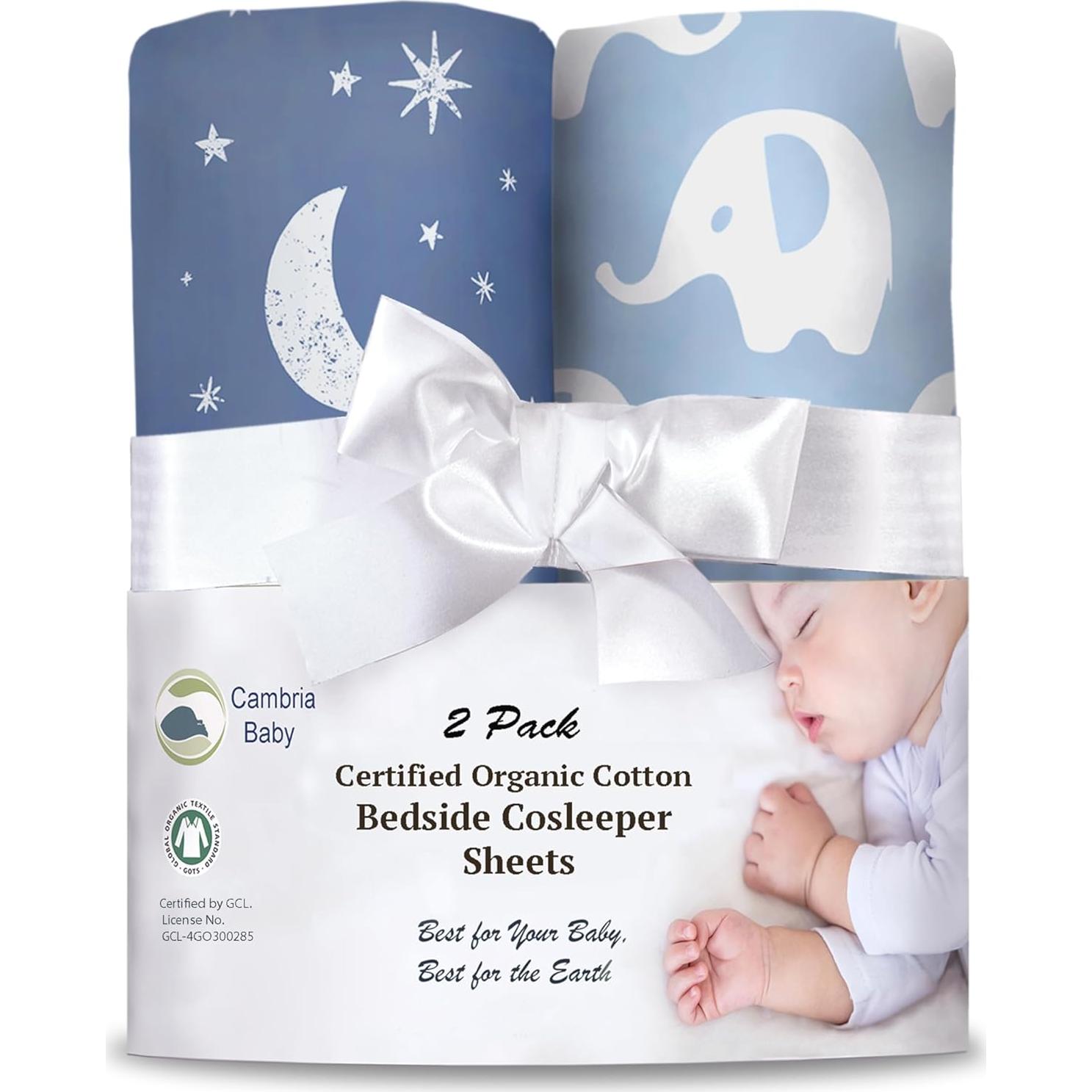 Sábanas Ajustadas para Cuna Lateral Cambria Baby 100% Algodón Orgánico