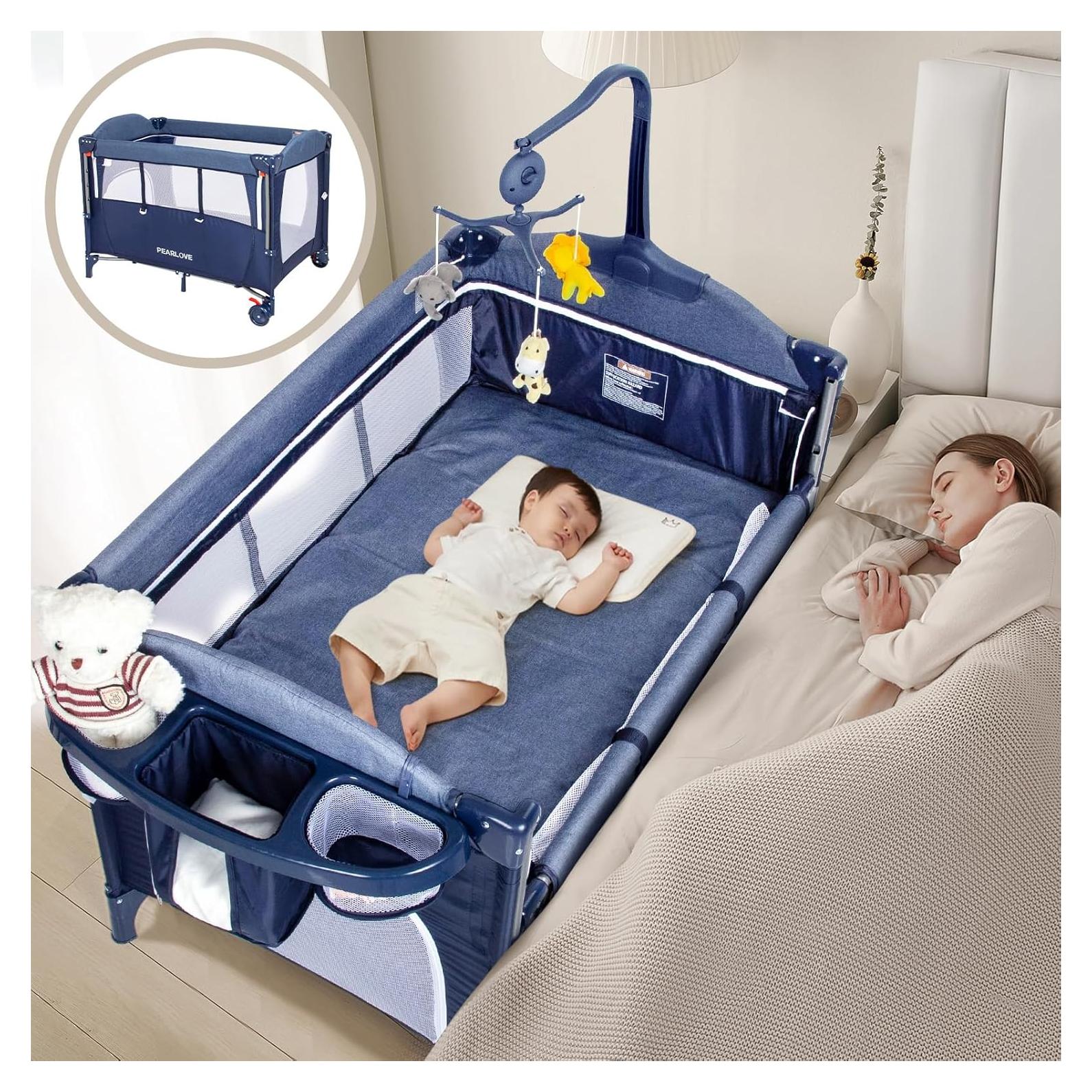 Cuna Lateral 5 en 1 PEARLOVE para Bebés - Azul