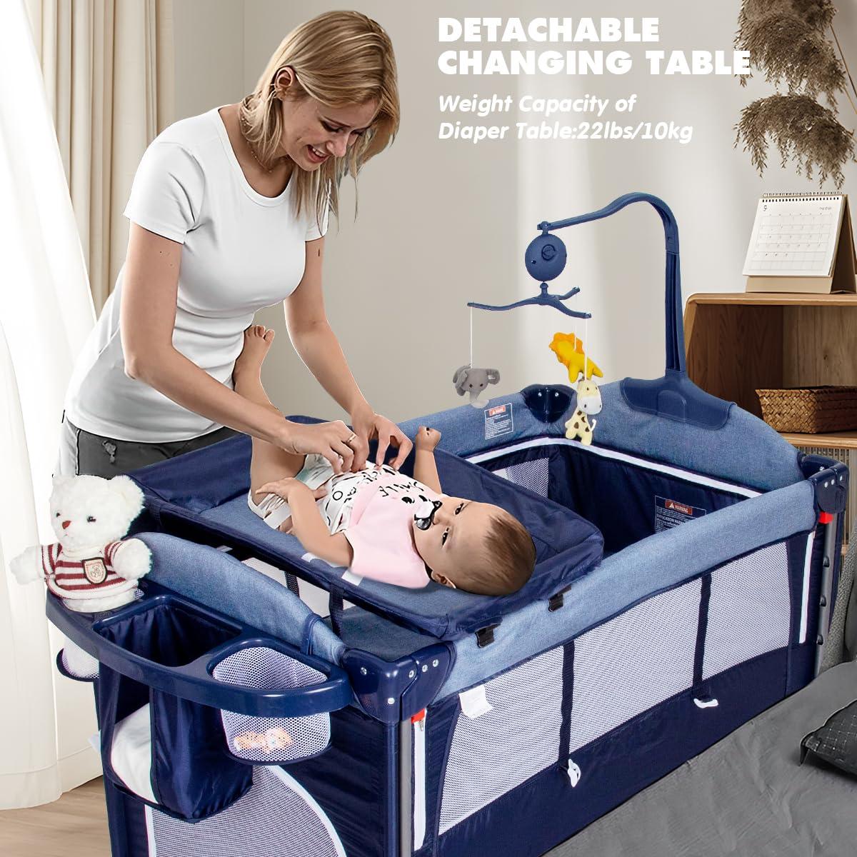 Cuna Lateral 5 en 1 PEARLOVE para Bebés - Azul