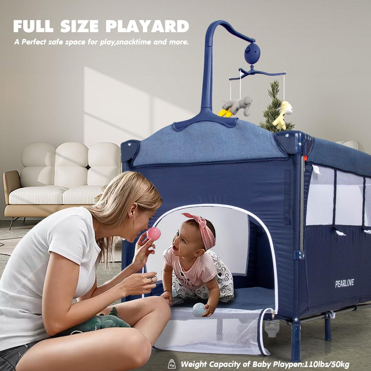 Cuna Lateral 5 en 1 PEARLOVE para Bebés - Azul