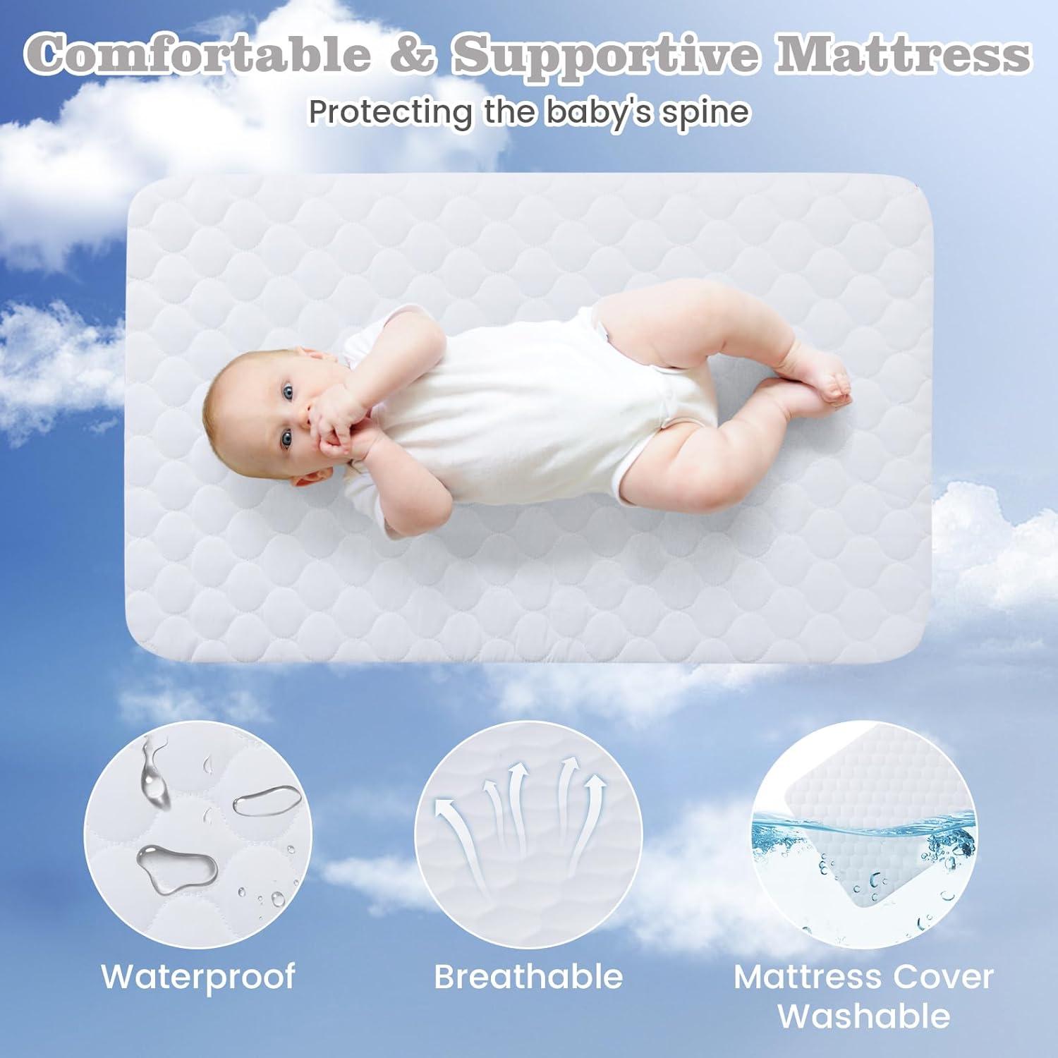 Cuna para Bebés INFANS 3 en 1 Lateral Ajustable Gris