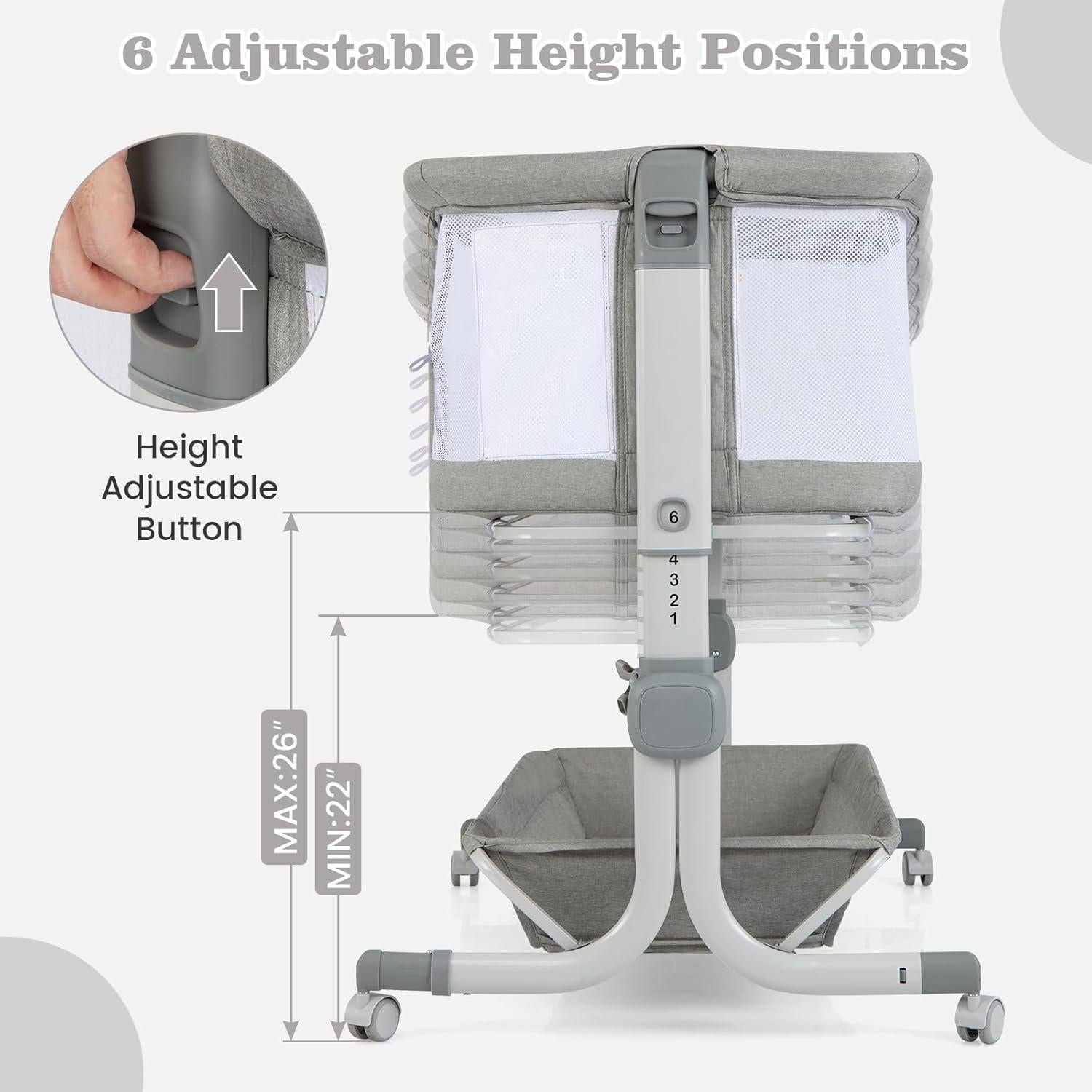 Cuna para Bebés INFANS 3 en 1 Lateral Ajustable Gris