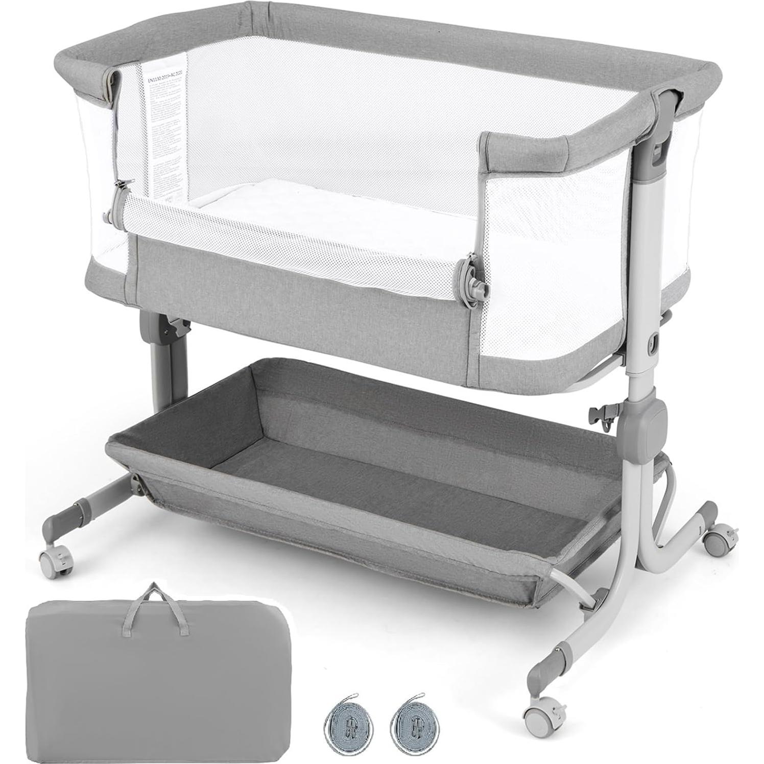 Cuna para Bebés INFANS 3 en 1 Lateral Ajustable Gris