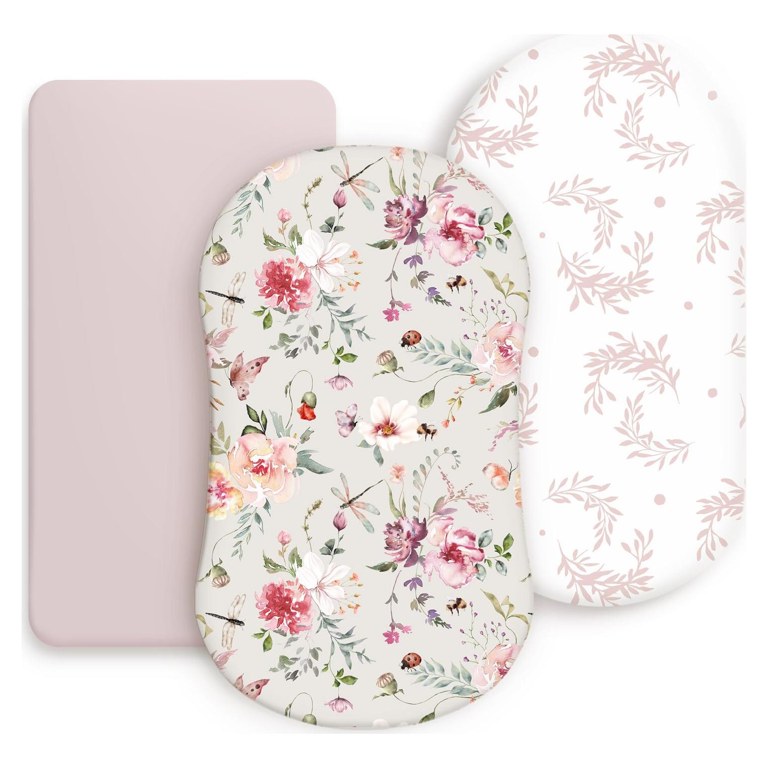 Juego de Sábanas Ajustadas GRSSDER para Cuna 3 Piezas Flores