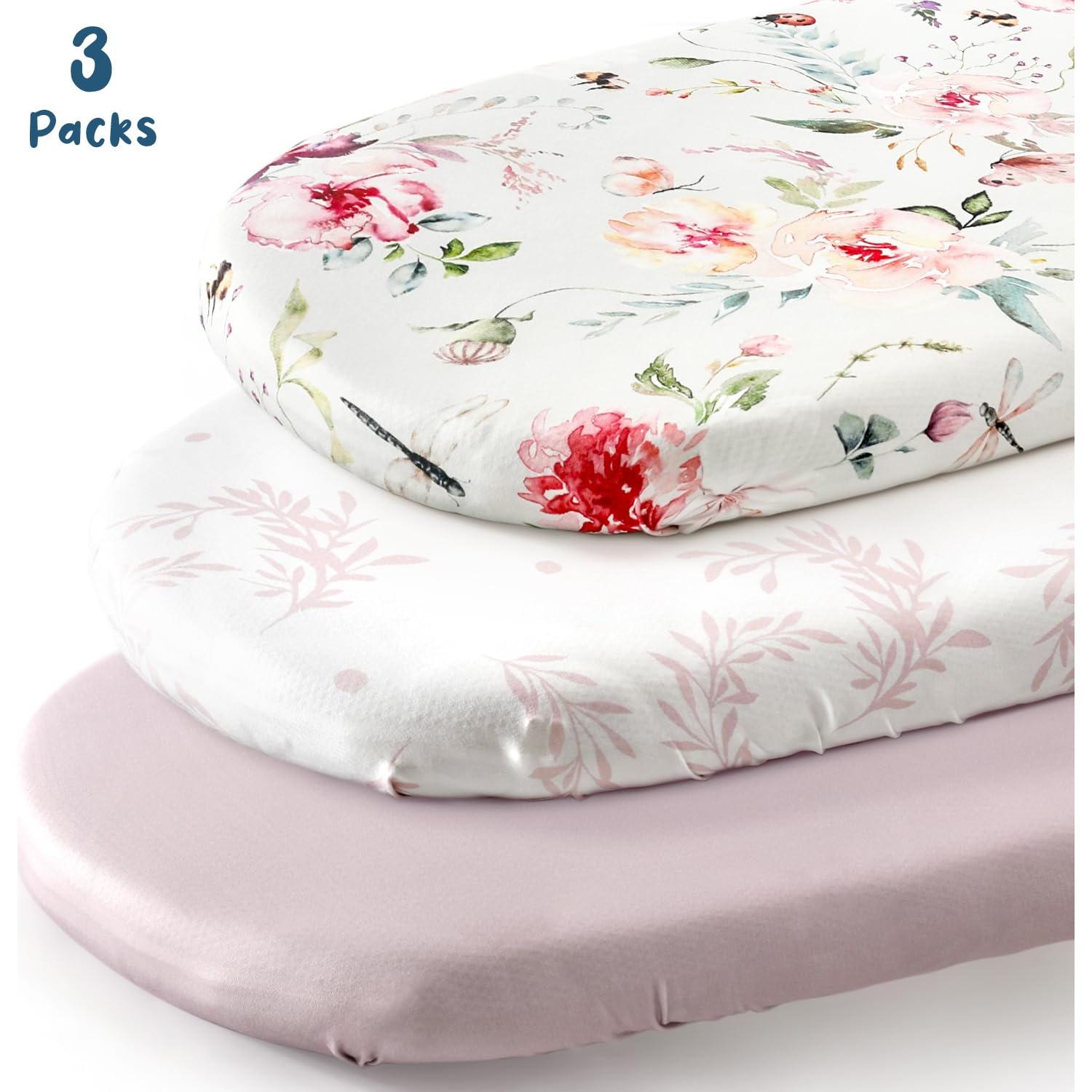 Juego de Sábanas Ajustadas GRSSDER para Cuna 3 Piezas Flores