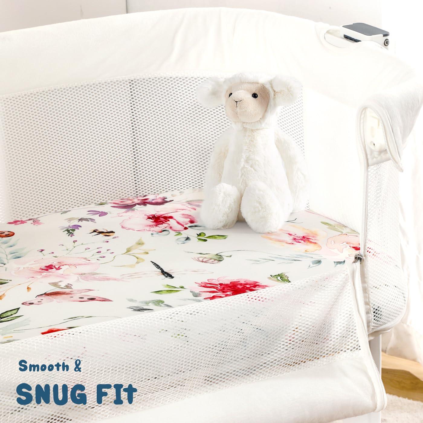 Juego de Sábanas Ajustadas GRSSDER para Cuna 3 Piezas Flores