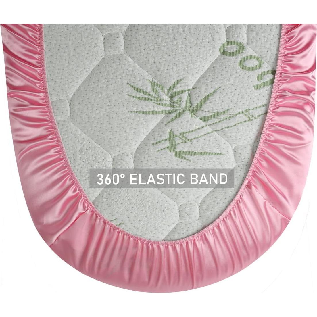 Juego de Sábanas para Cuna de Satén Tcmyyund Rosa y Blanco