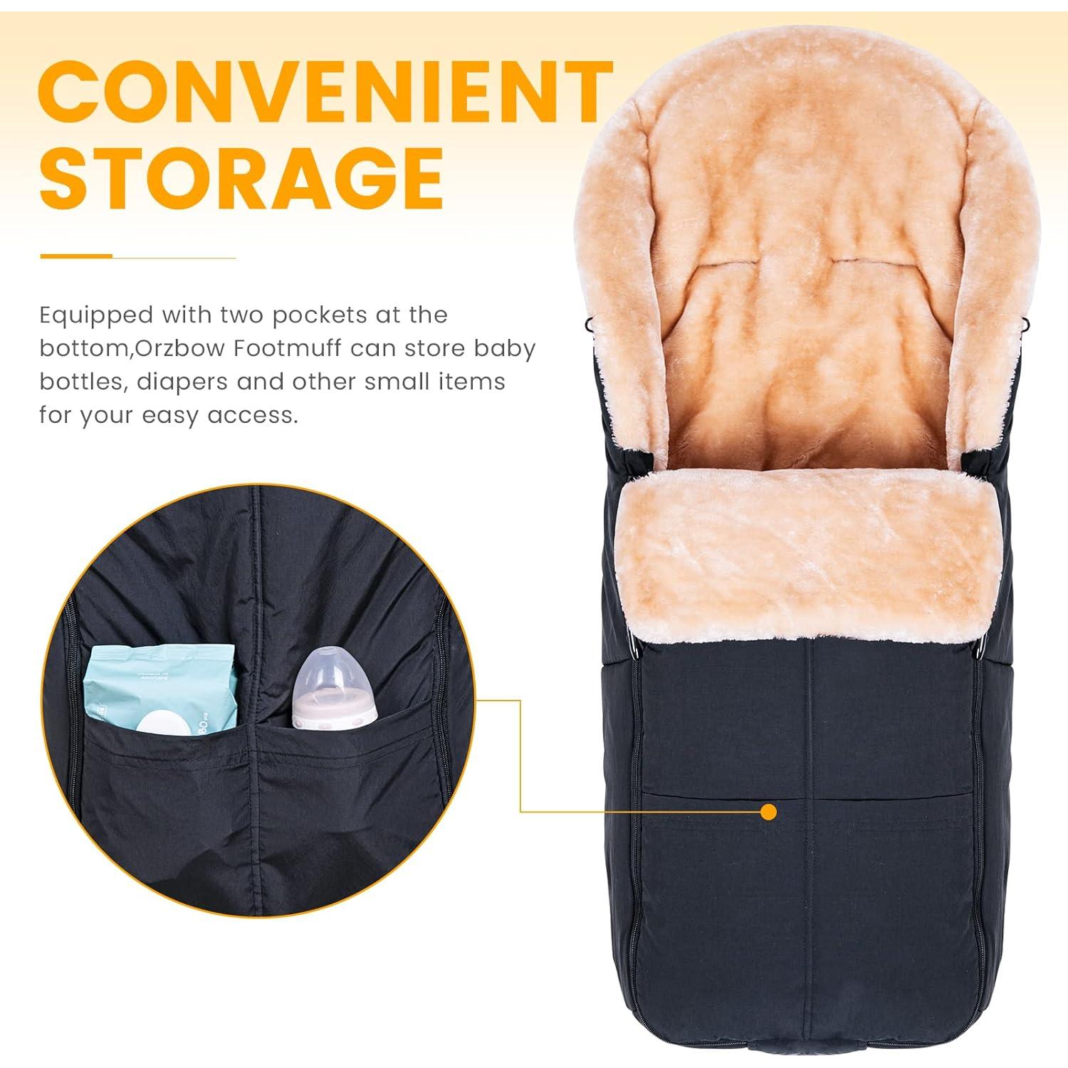 Saco de Pies Orzbow Negro para Bebé | Impermeable y Cálido