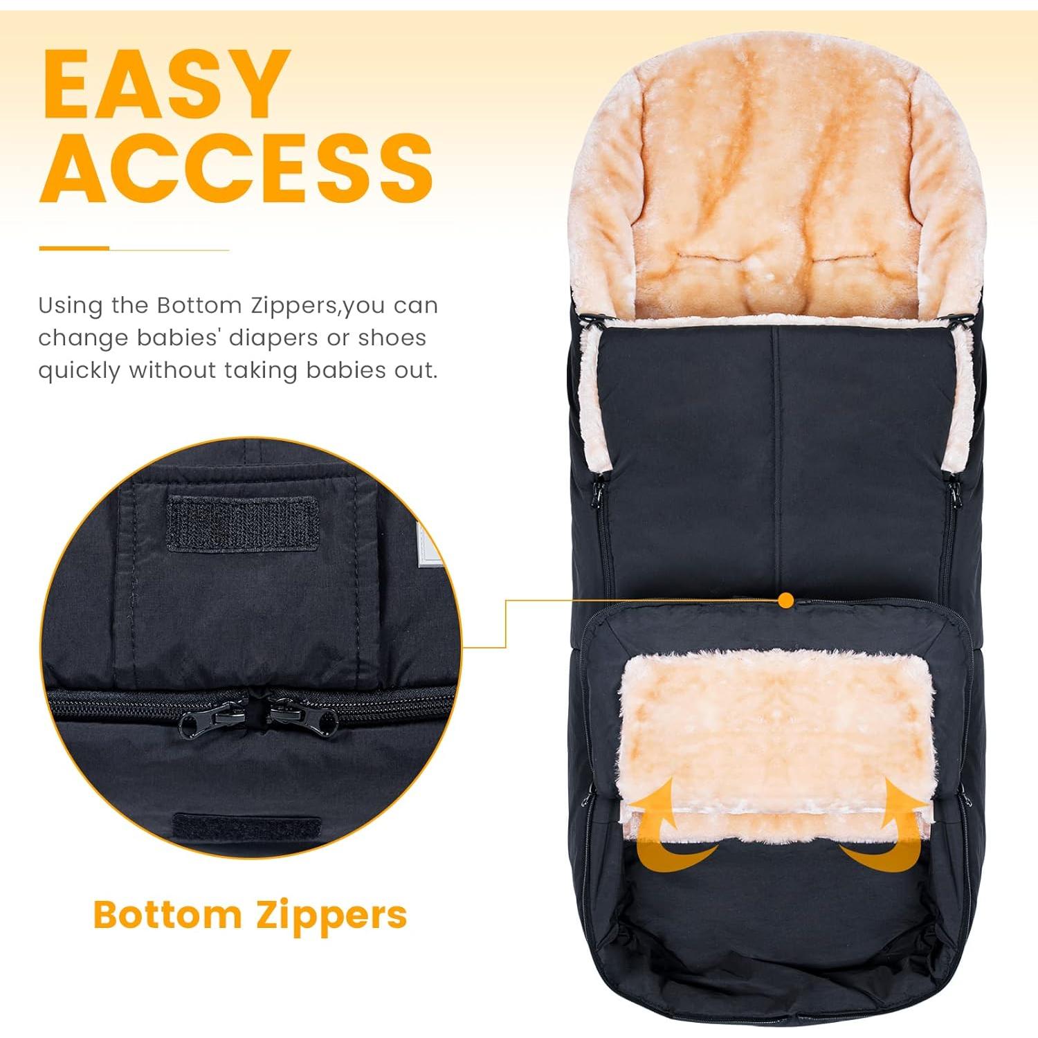 Saco de Pies Orzbow Negro para Bebé | Impermeable y Cálido