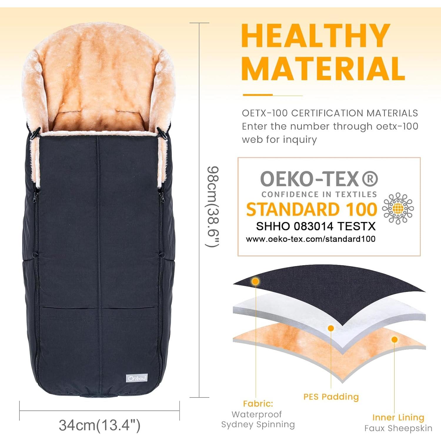 Saco de Pies Orzbow Negro para Bebé | Impermeable y Cálido