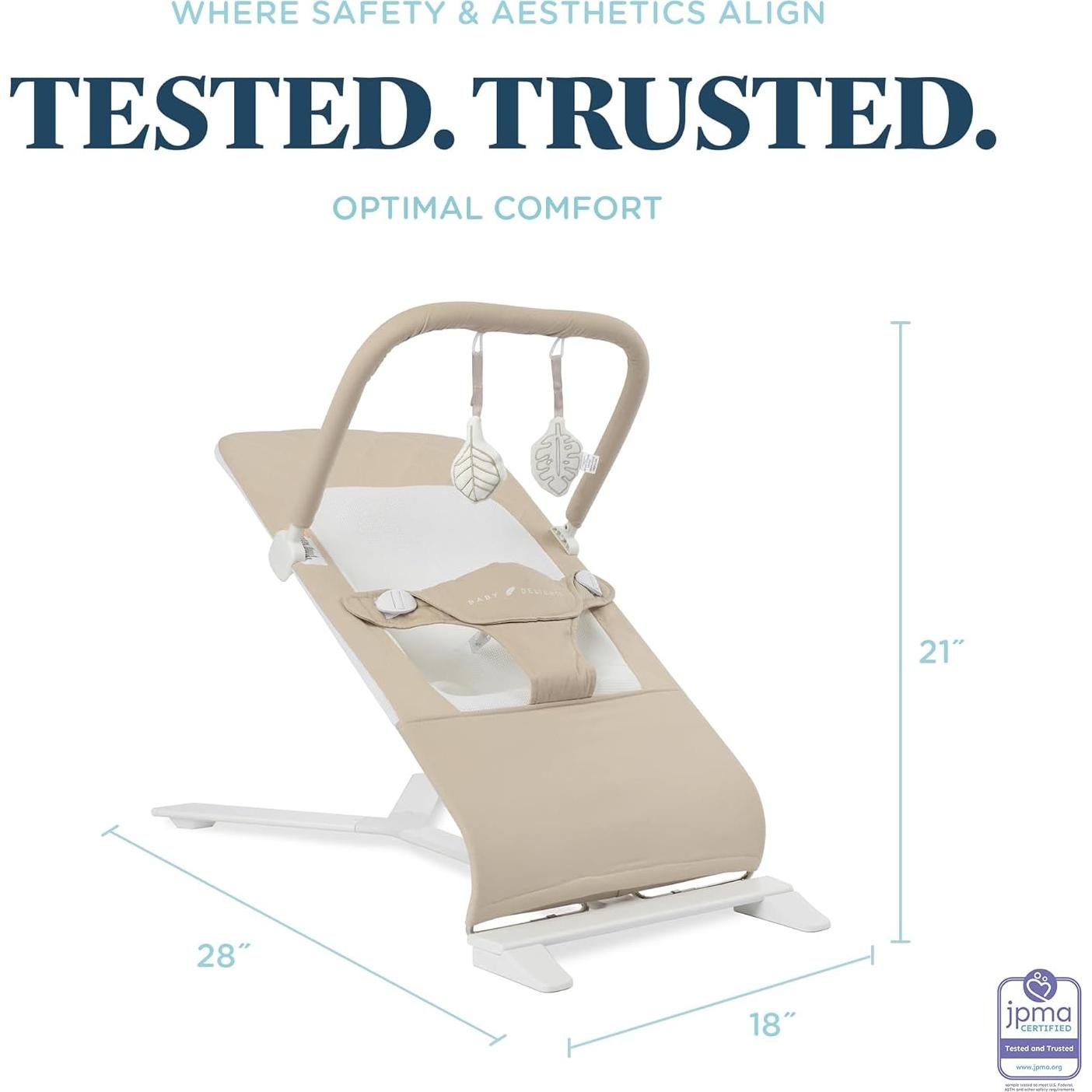 Bouncer Portátil Baby Delight Alpine Deluxe 0-6 Meses Algodón Orgánico