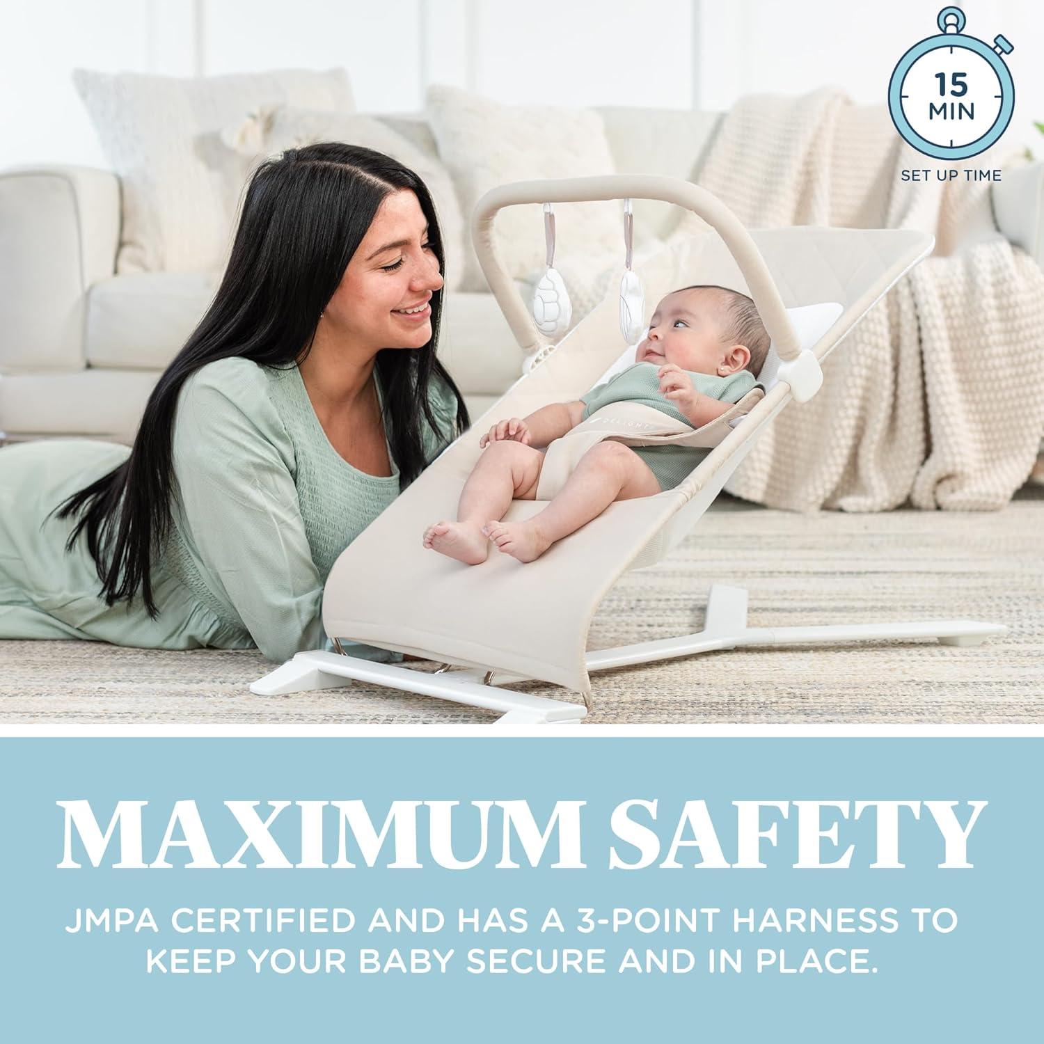 Bouncer Portátil Baby Delight Alpine Deluxe 0-6 Meses Algodón Orgánico