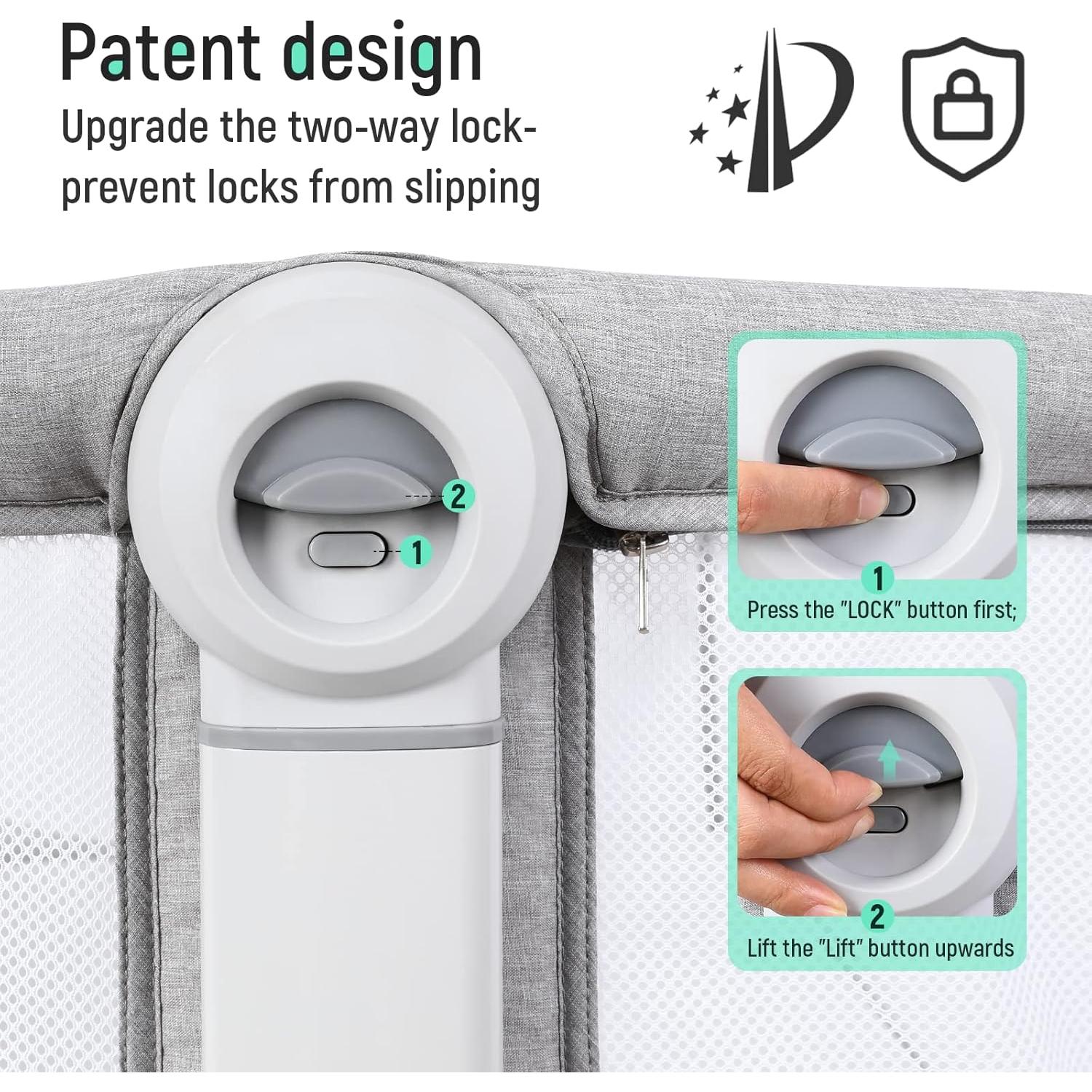 Cuna de Bebé Cowiewie Plegable con Ruedas y Cesta Almacenamiento