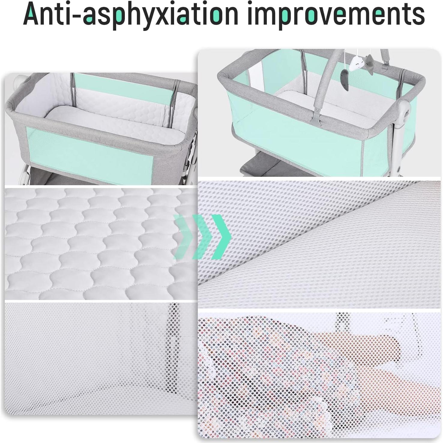 Cuna de Bebé Cowiewie Plegable con Ruedas y Cesta Almacenamiento