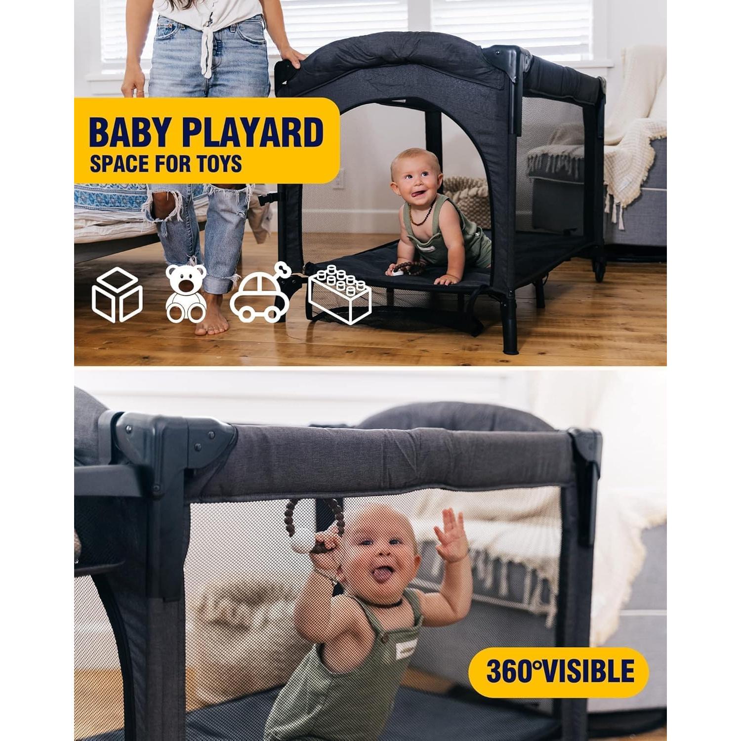 Cuna Lateral 4 en 1 BEKA Negra - Cuna, Parque Infantil y Mesa de Cambio