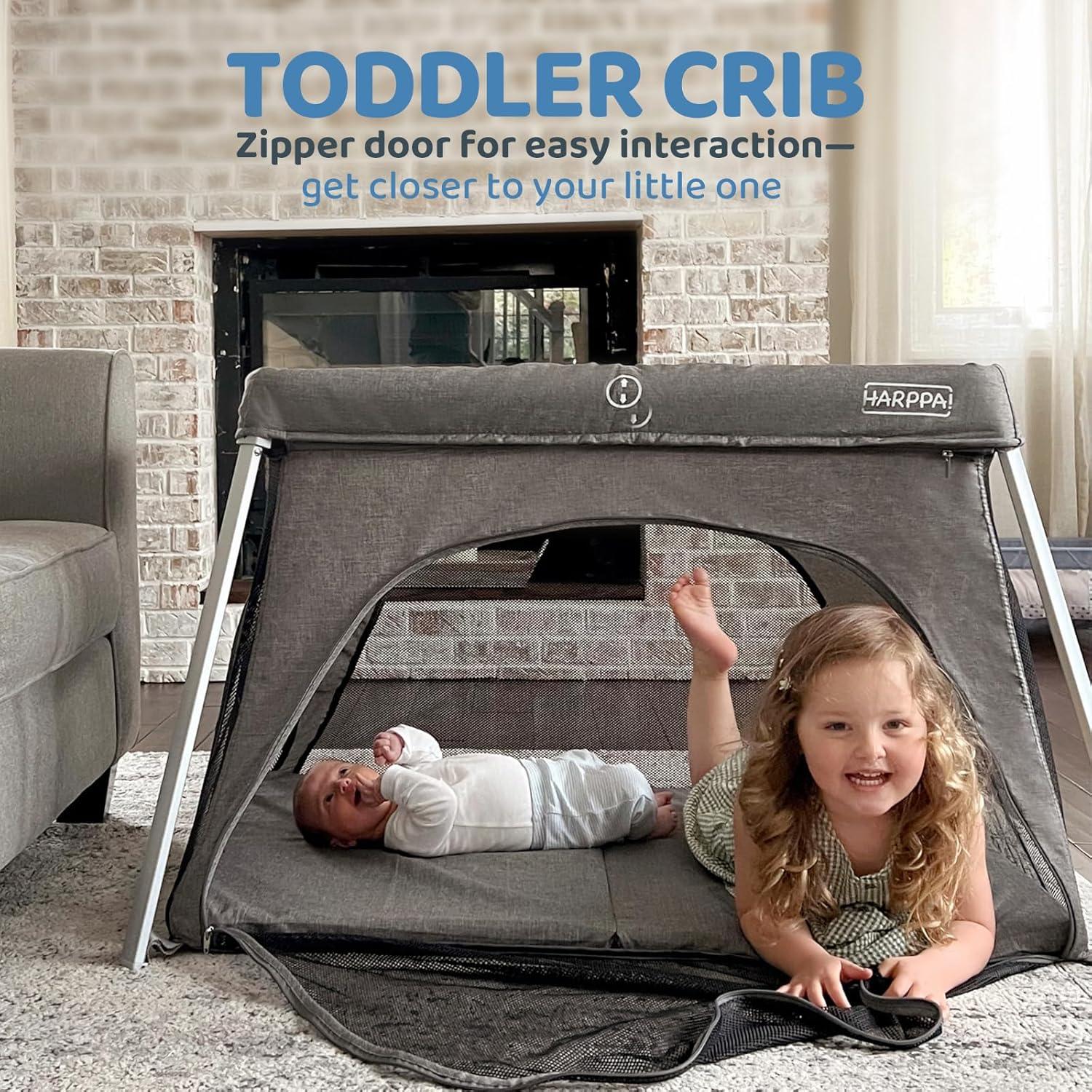 Cuna de viaje HARPPA 3 en 1 portátil plegable gris