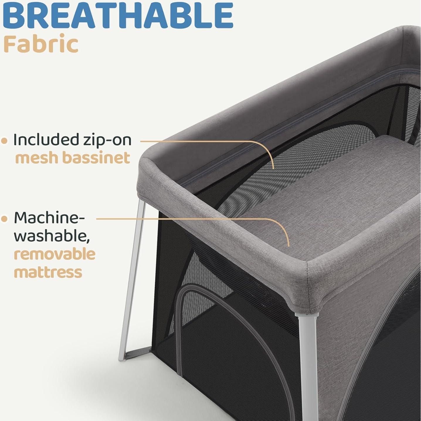 Cuna de viaje HARPPA 3 en 1 portátil plegable gris