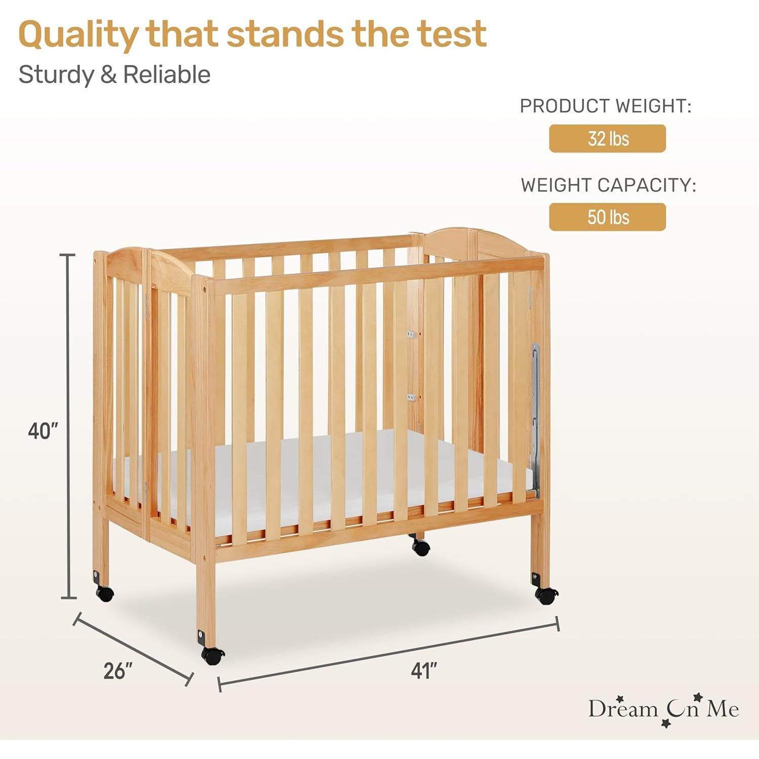 Cuna Plegable Portátil Dream On Me 3 en 1 Natural
